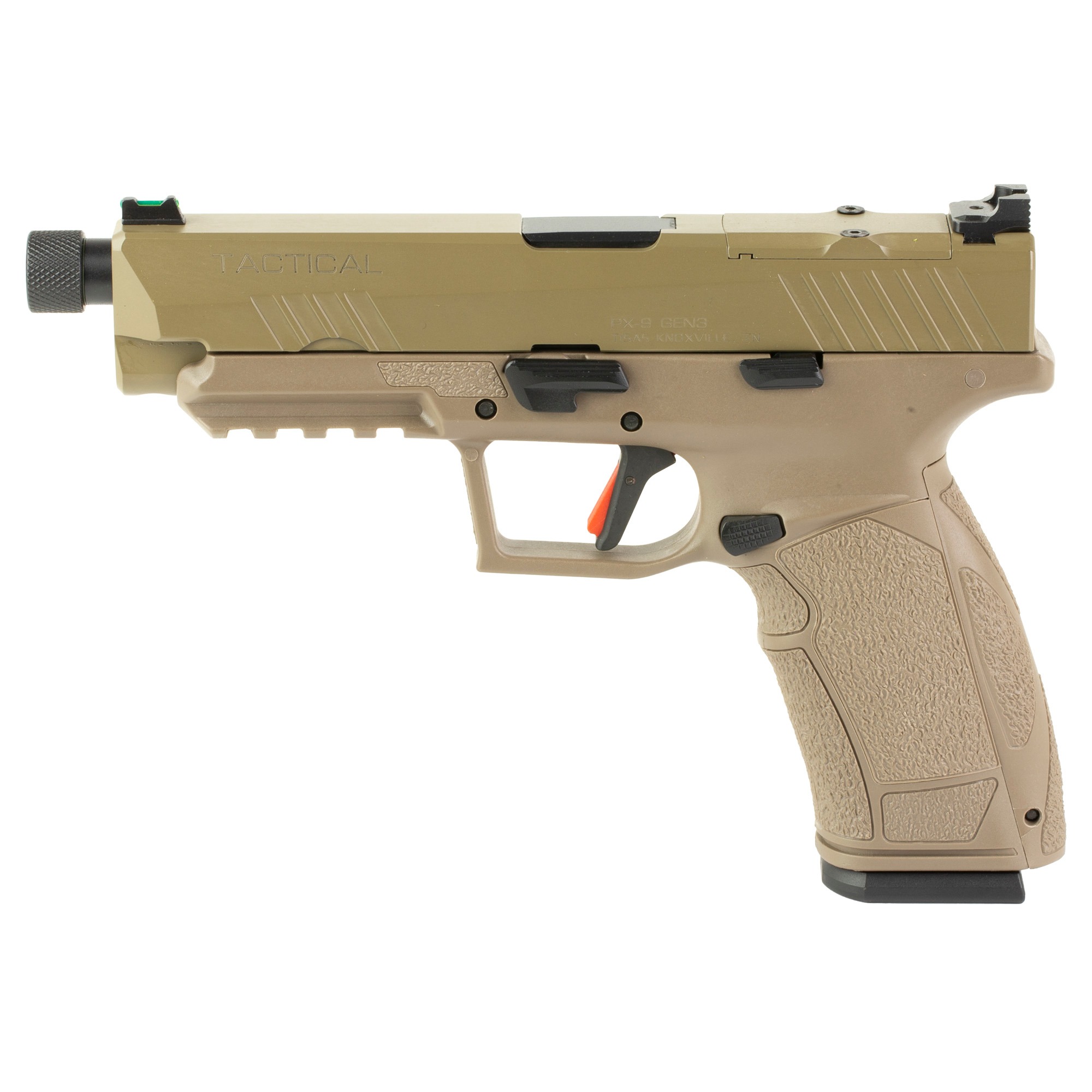 Tisas PX-9 Gen 3 Tactical 9mm 5.1" 20rd FDE Threaded Pistol