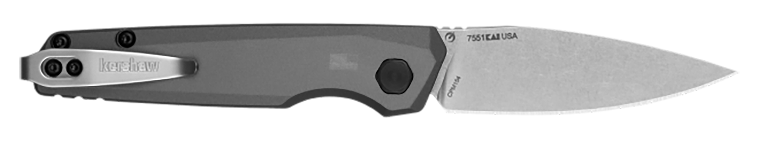 Kershaw 7551 Launch 18 Automatic 2.79" Folding Spear Point Plain Stonewashed CPM 154 SS Blade, Gray Anodized w/Black Oxide Hardware Aluminum Handle, Includes Pocket Clip