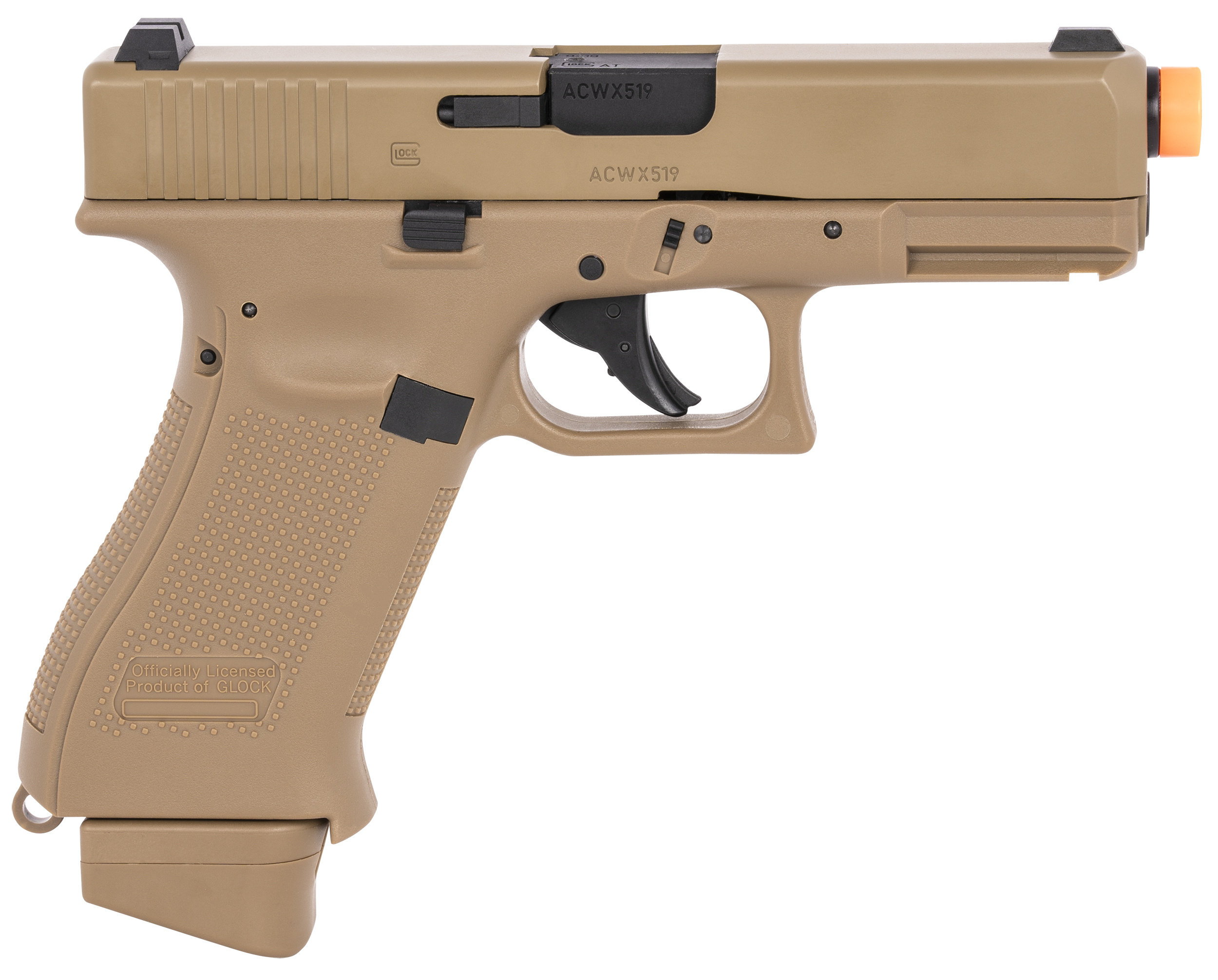 Umarex 2276338 G19X Gen5 Air Soft CO2 6mm, 14+1, Steel Slide, Coyote Tan Polymer Frame, Coyote Polymer Grips