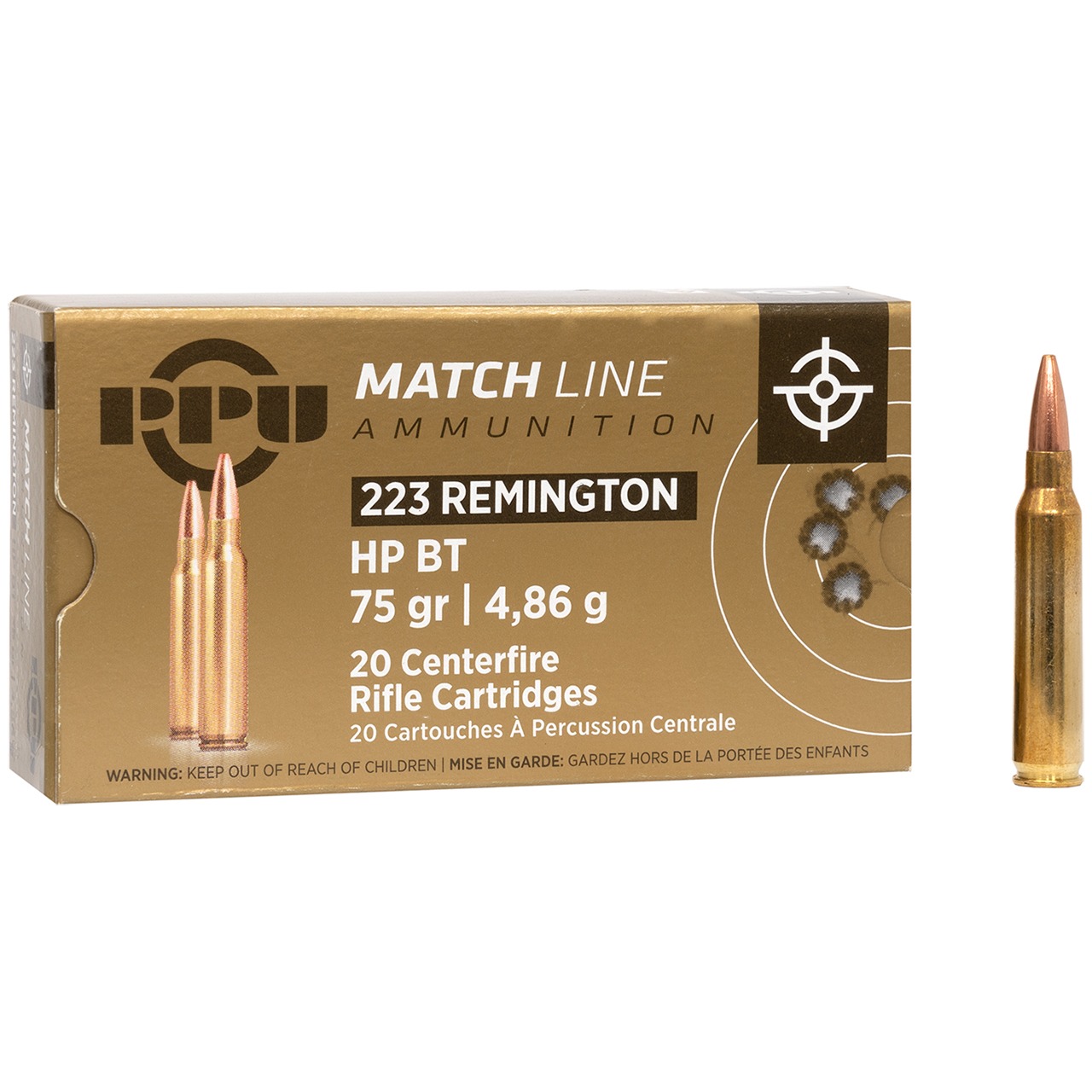 PPU 223 REM MATCH HPBT 75GR 20RD BOX 50 BOXES PER CASE