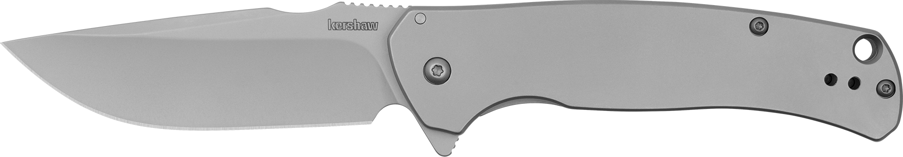 Kershaw 1416 Scour 3.30" Folding Drop Point Plain Bead Blasted 8Cr13MoV SS Blade, Bead Blasted Stainless Steel Handle