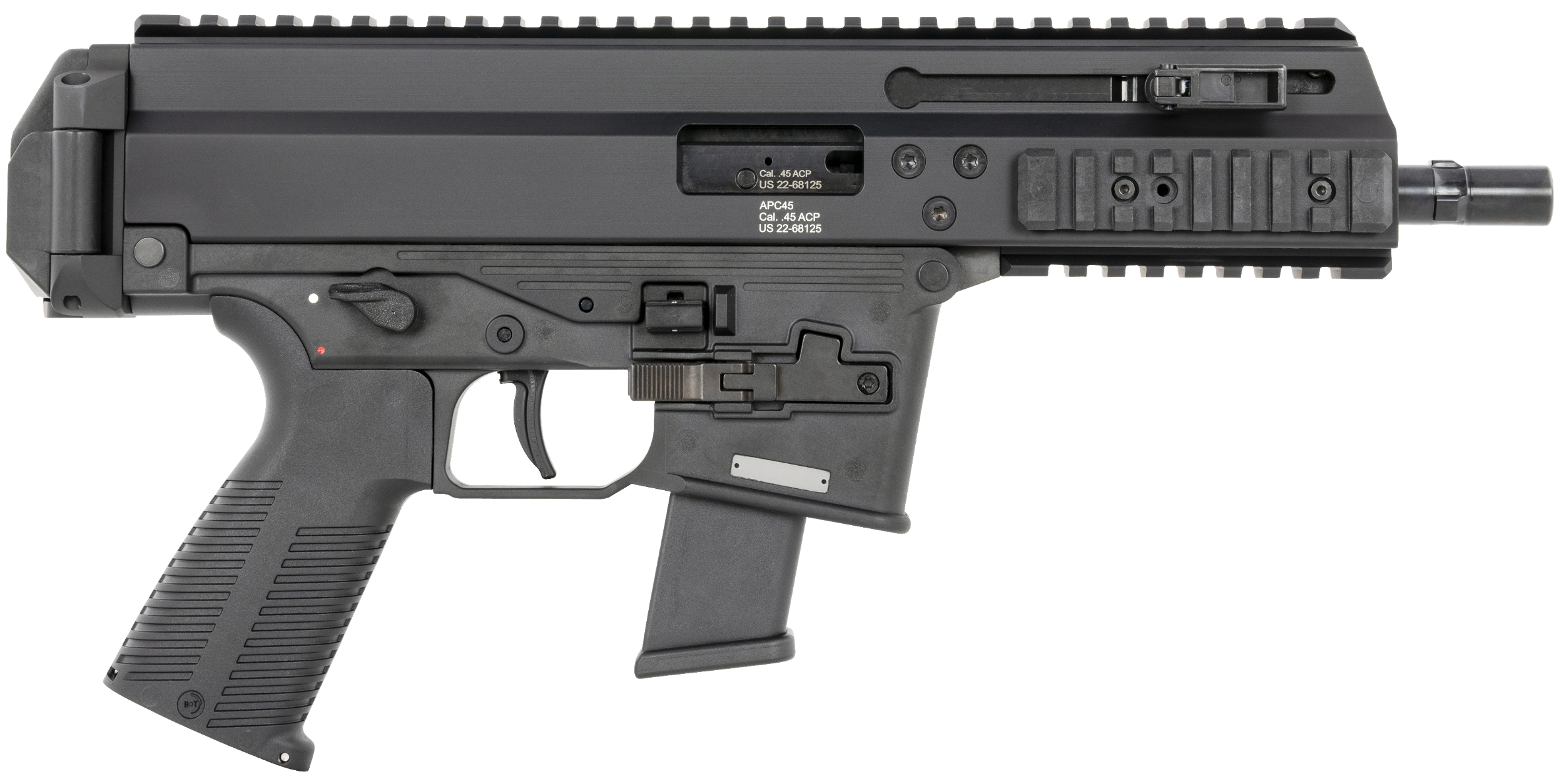 B&T Firearms 36044G APC Pro 45 ACP 15+1 6.80" Black Steel Barrel, M-LOK Handguards, Black Aluminum Picatinny Rail Receiver, Black Polymer Grips, Ambidextrous