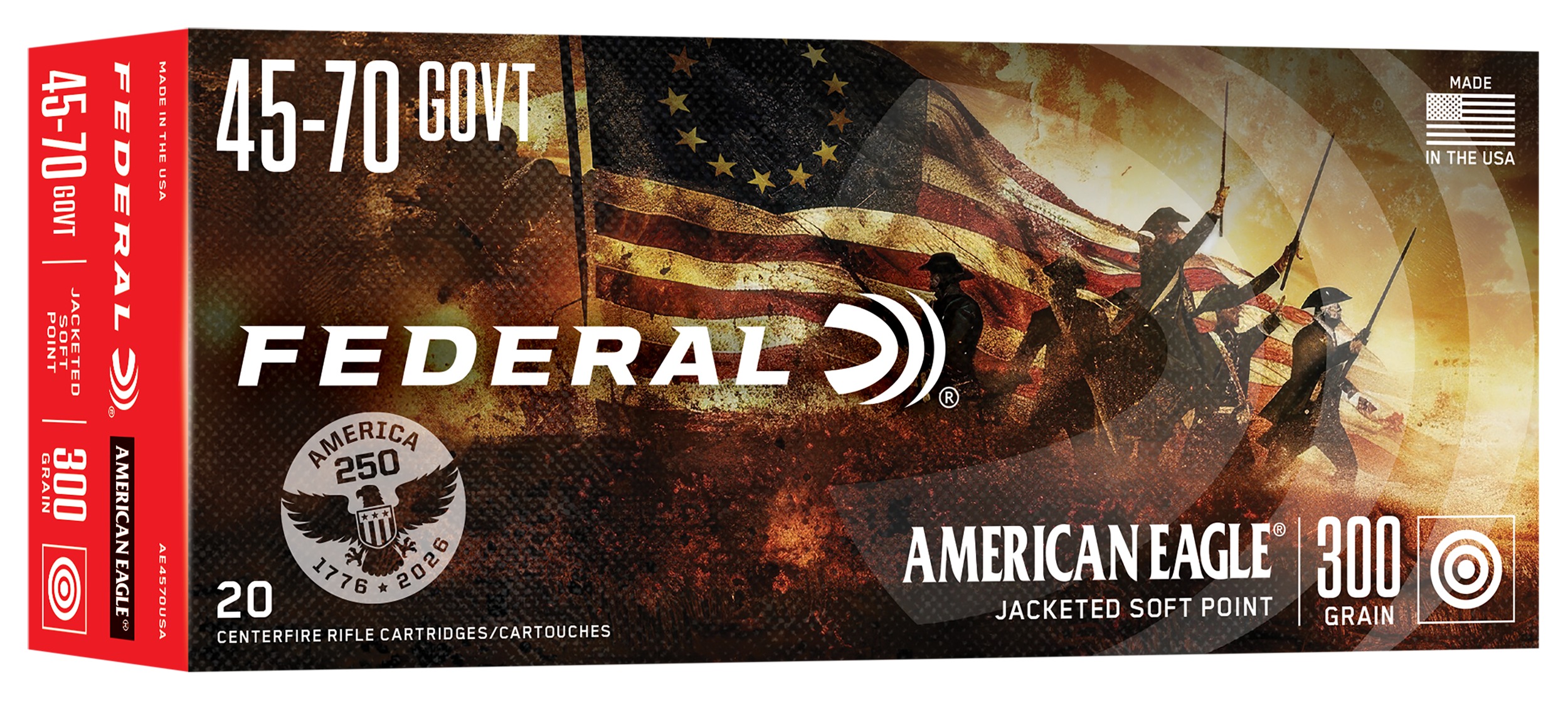Federal AE4570USA American Eagle 45-70Gov 300gr Jacketed Soft Point 20 Per Box/10 Case