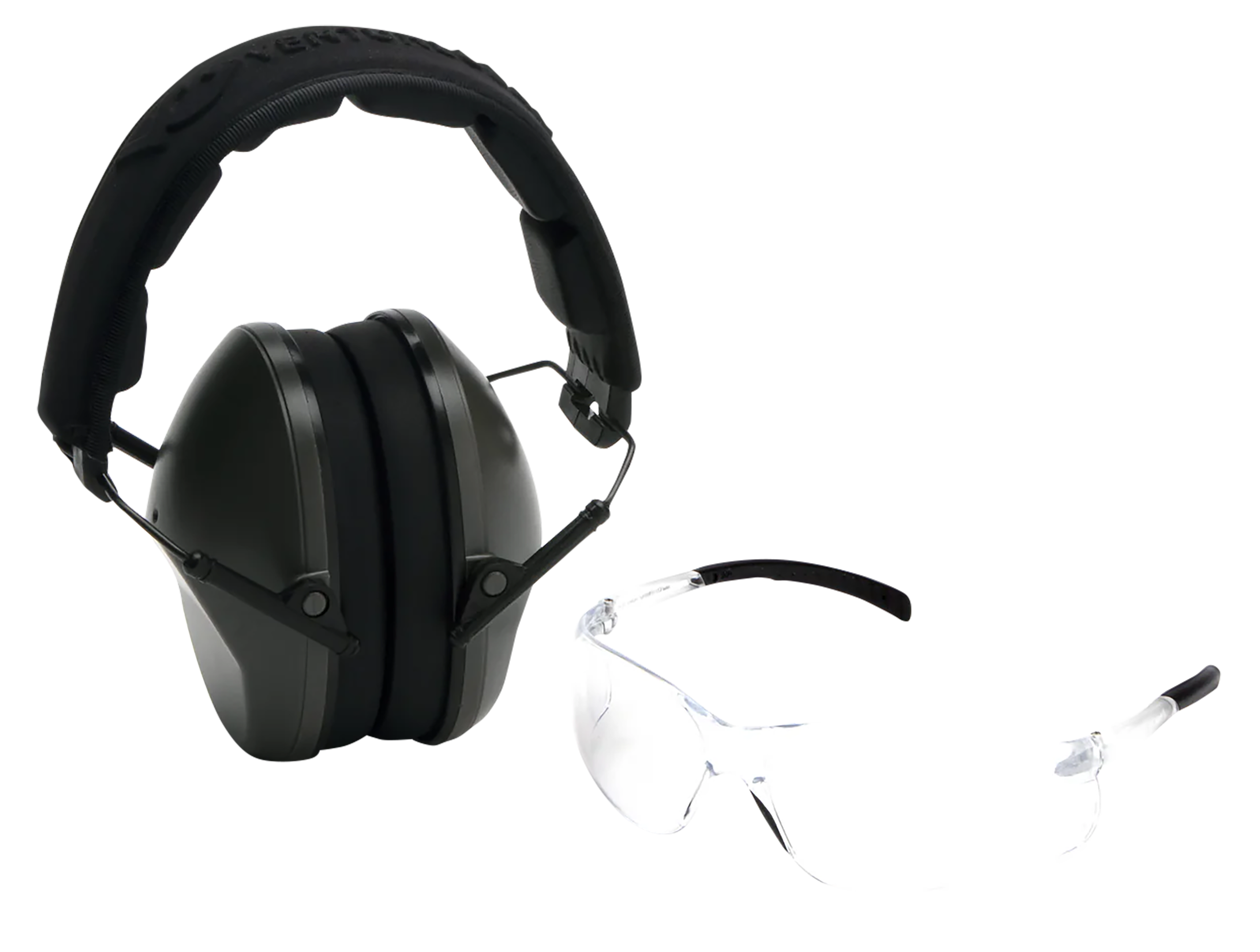 Pyramex VGCOMBO310  Earmuff/Glasses Combo Kit Over the Head Clear Lens Wraparound Clear Frame