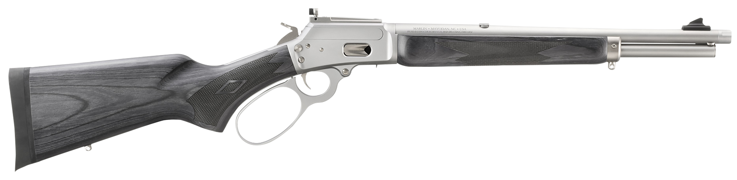Marlin  1894 Trapper Full Size 44 Special/44 Rem Mag 8+1/9+1 16.10" Satin Threaded Barrel, Satin Stainless Steel Receiver, Fixed Black Laminate Stock