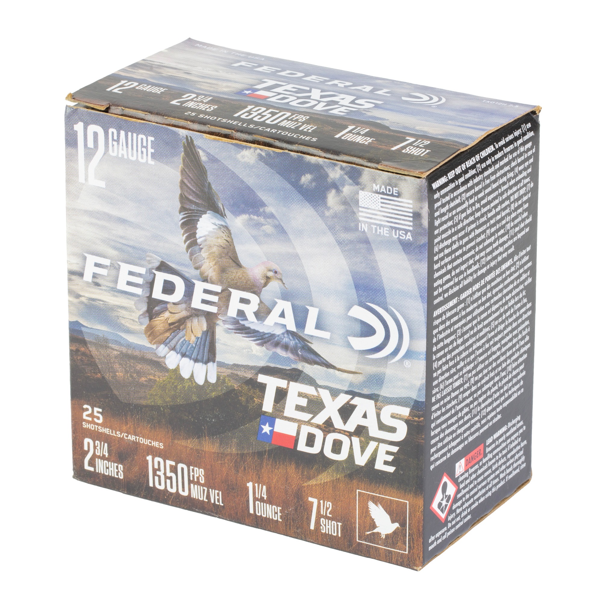 FED TX DOVE 12GA 2.75" 1 1/4OZ #7.5