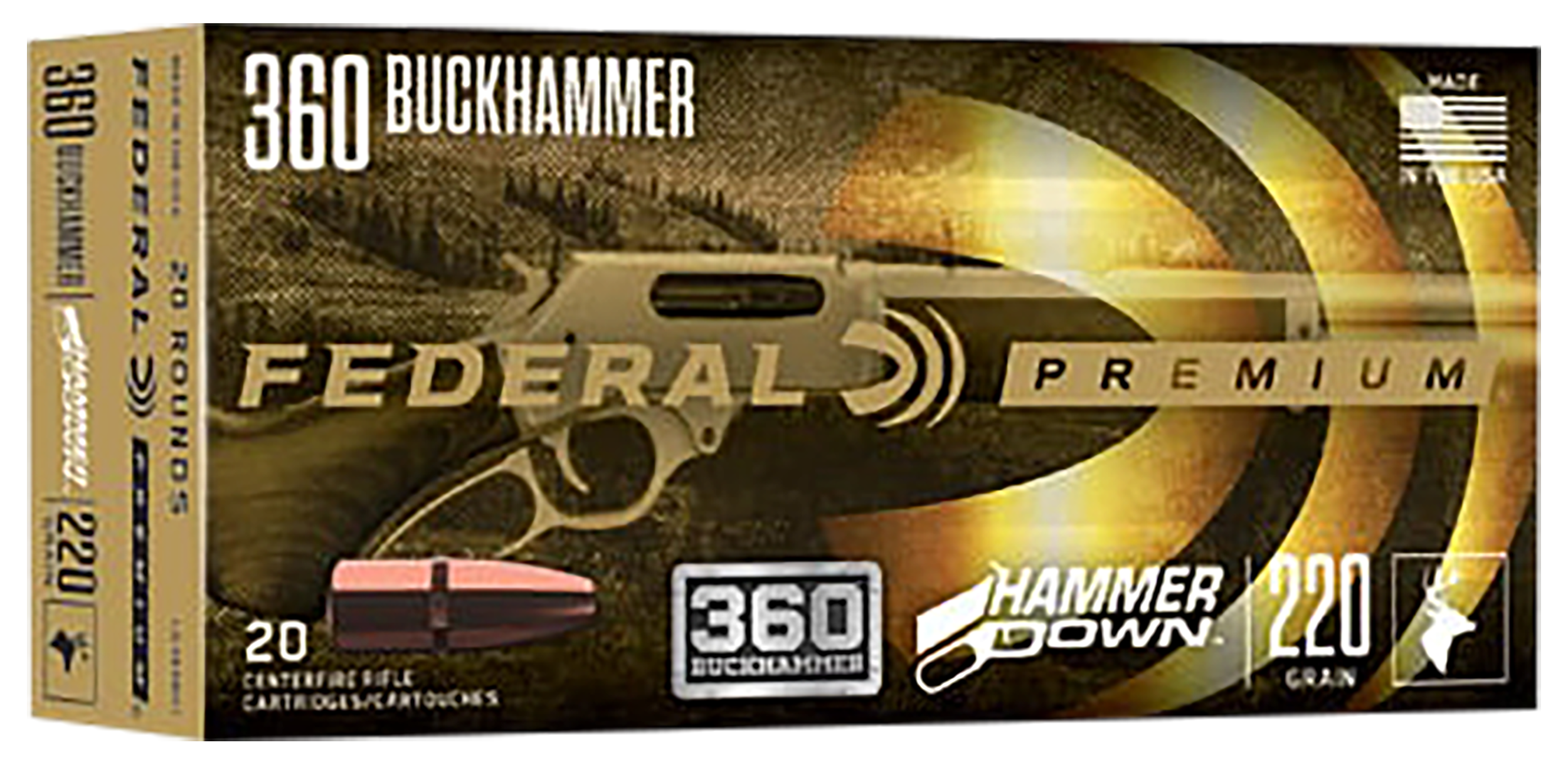 Federal LG360BH1 Premium HammerDown 360Buckhammer 220gr Soft Point 20 Per Box/10 Case
