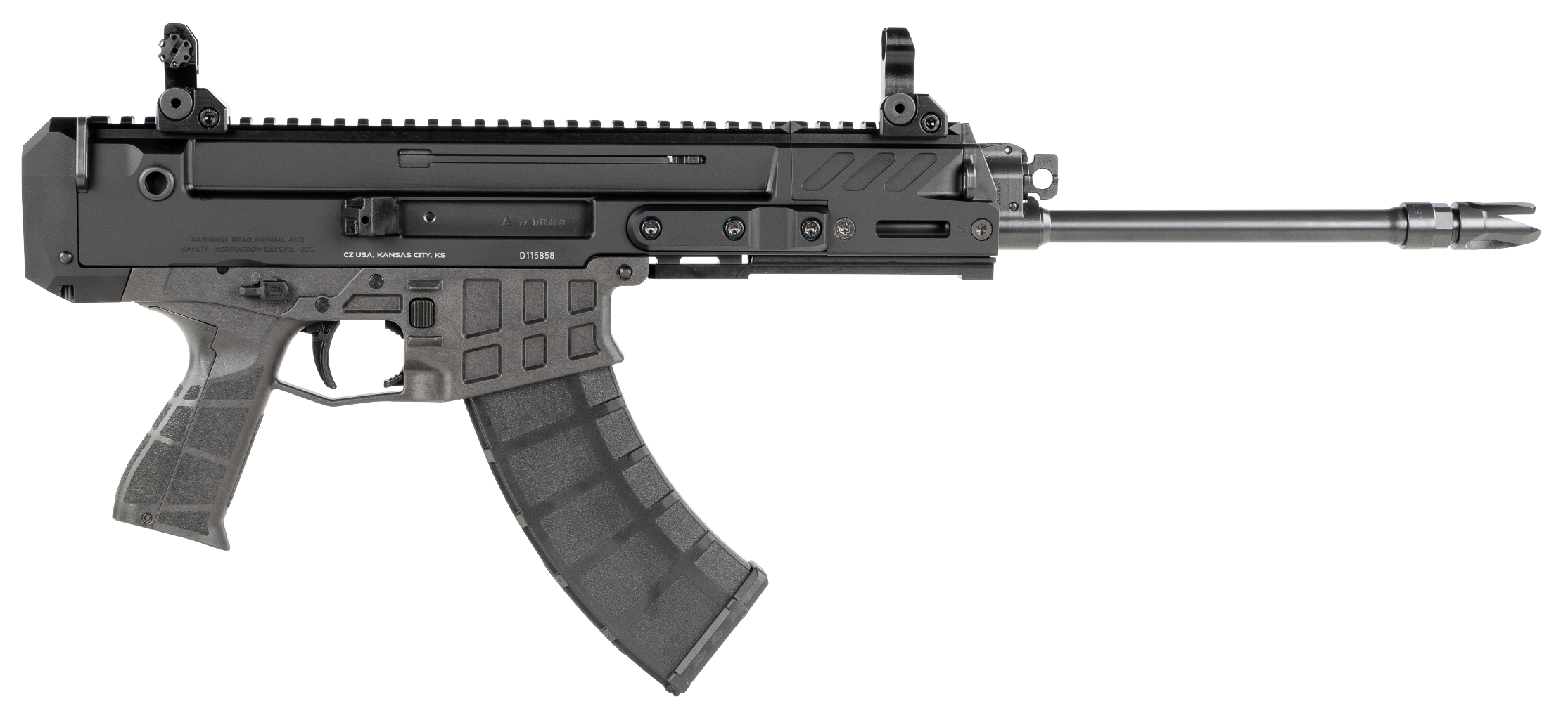 CZ-USA 91462 Bren 2 MS  7.62x39mm 30+1 14.17" Black Steel Barrel, Black Aluminum Receiver w/Picatinny Rail, Carbon Fiber/Polymer Frame, Black Stippled Grip, Right Hand