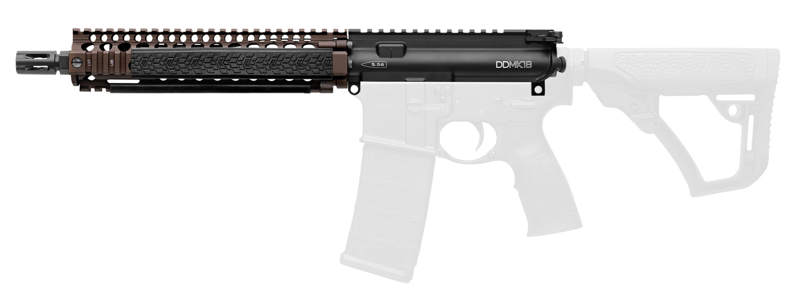 Daniel Defense 2300408013011 MK18 Upper Group 5.56x45mm NATO 10.30" Black Phosphate Barrel, 7075-T6 Aluminum Black Anodized Receiver, Flat Dark Earth DD RISII MK18 Handguard for AR-15