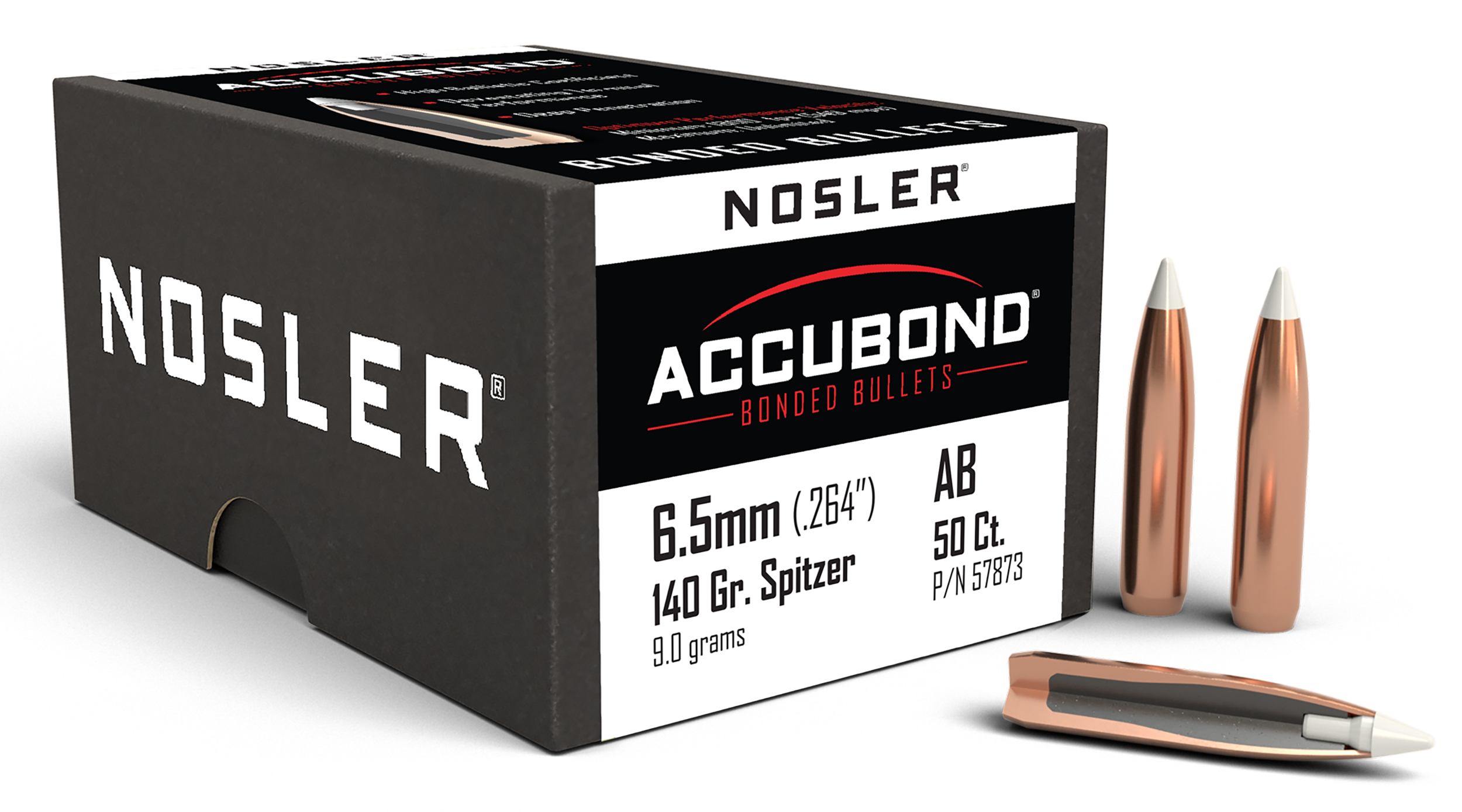 Nosler 57873 AccuBond  6.5Creedmoor 140gr Spitzer Point 50/Box