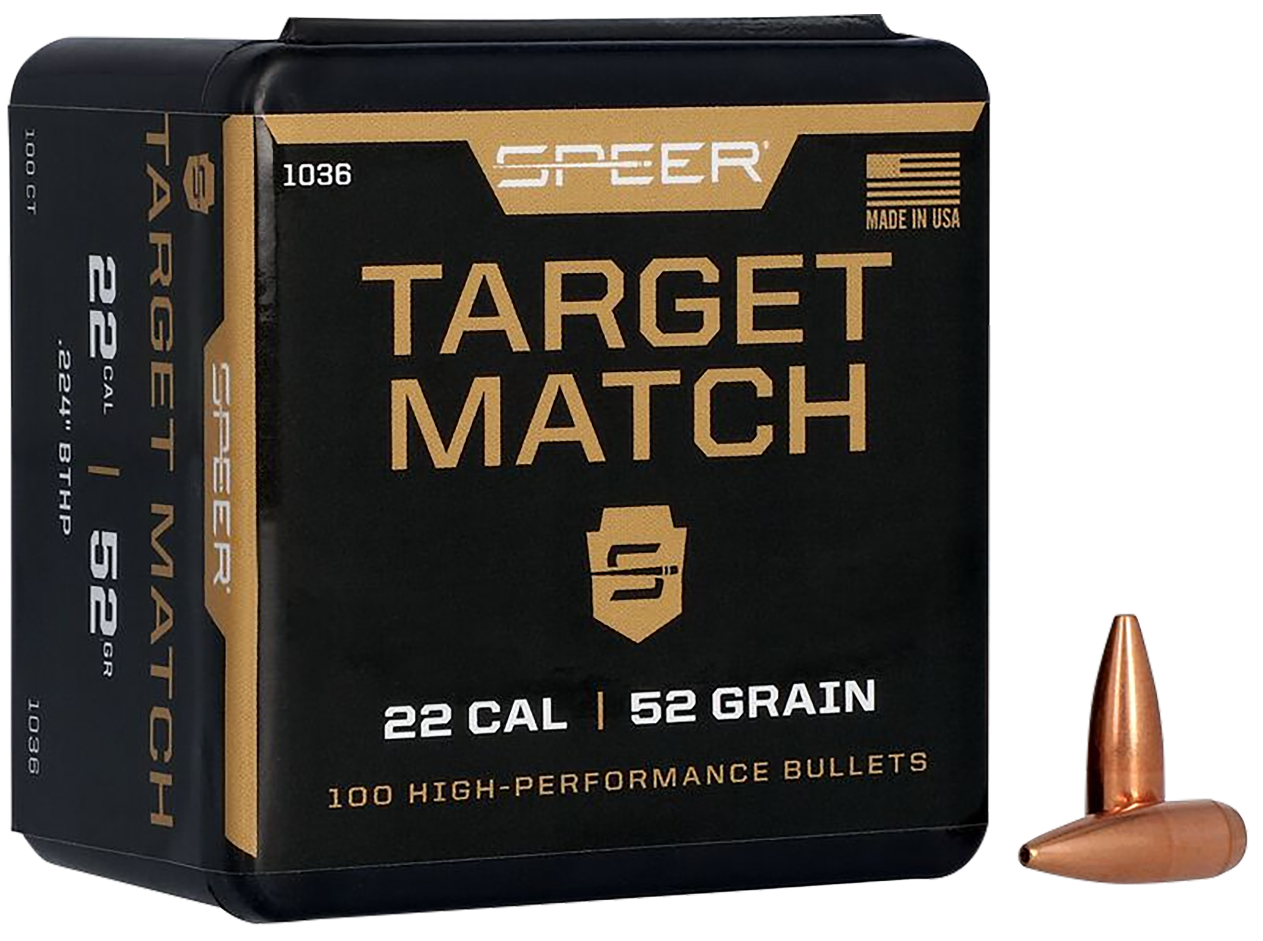 Speer 1036 Rifle Plinking Target Match .224 52 gr Hollow Point Boat Tail