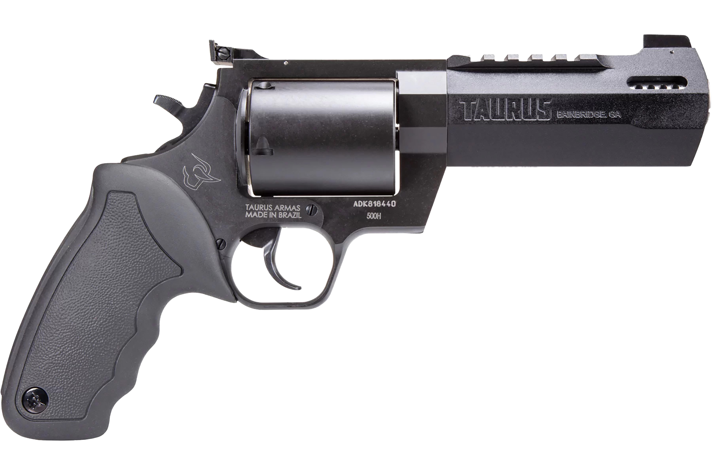 Taurus 2500051RH Raging Hunter  Large Frame 500 S&W Mag 5rd 5.12" Black Ported/Target Crown Barrel, Matte Black Oxide Cylinder, Black Steel Frame, Black Rubber Grip