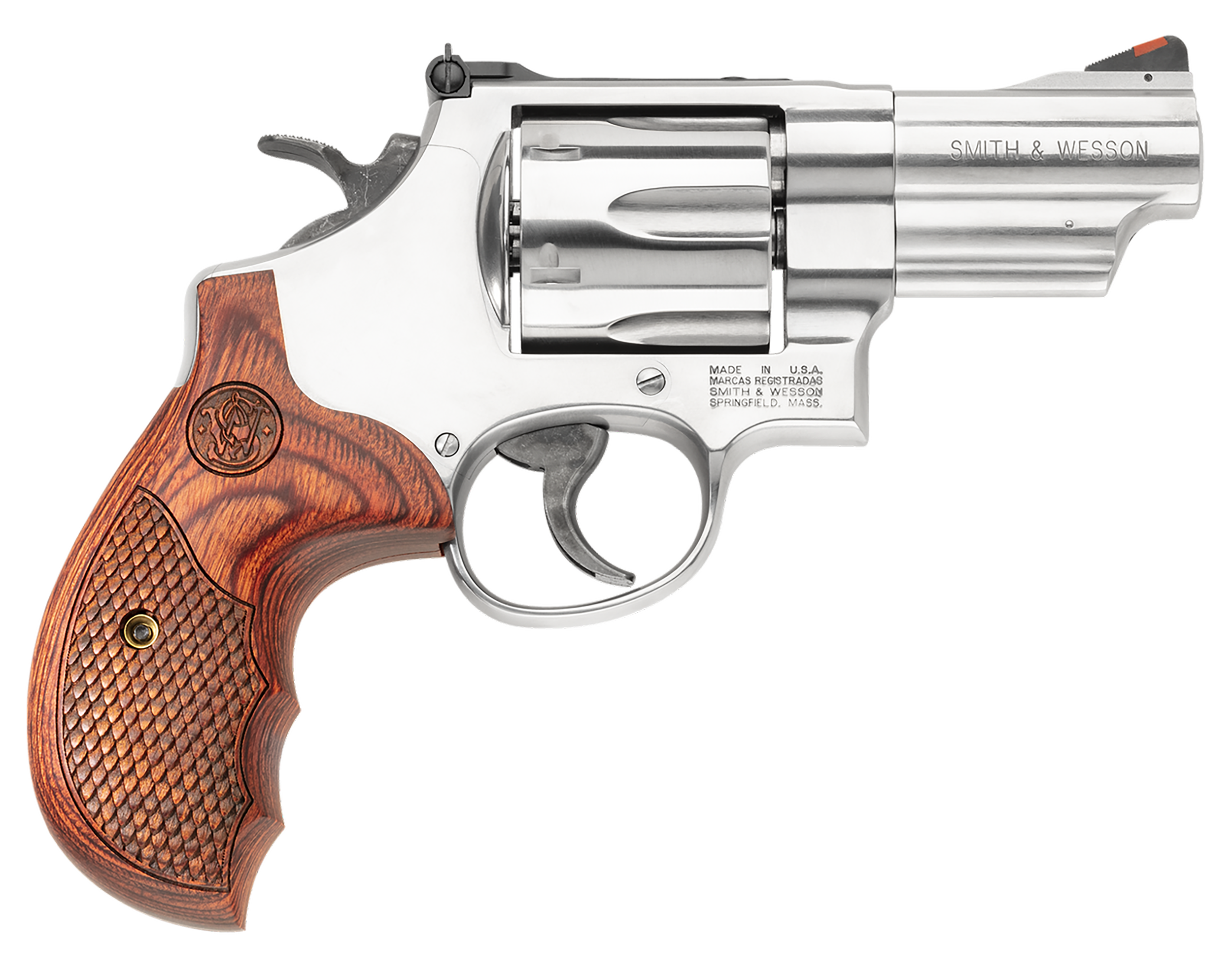 Smith & Wesson 150715 Model 629 Deluxe 44 Rem Mag or 44 S&W Spl Stainless Steel 3" Barrel & 6rd Cylinder, Satin Stainless Steel N-Frame, Textured Wood Grip
