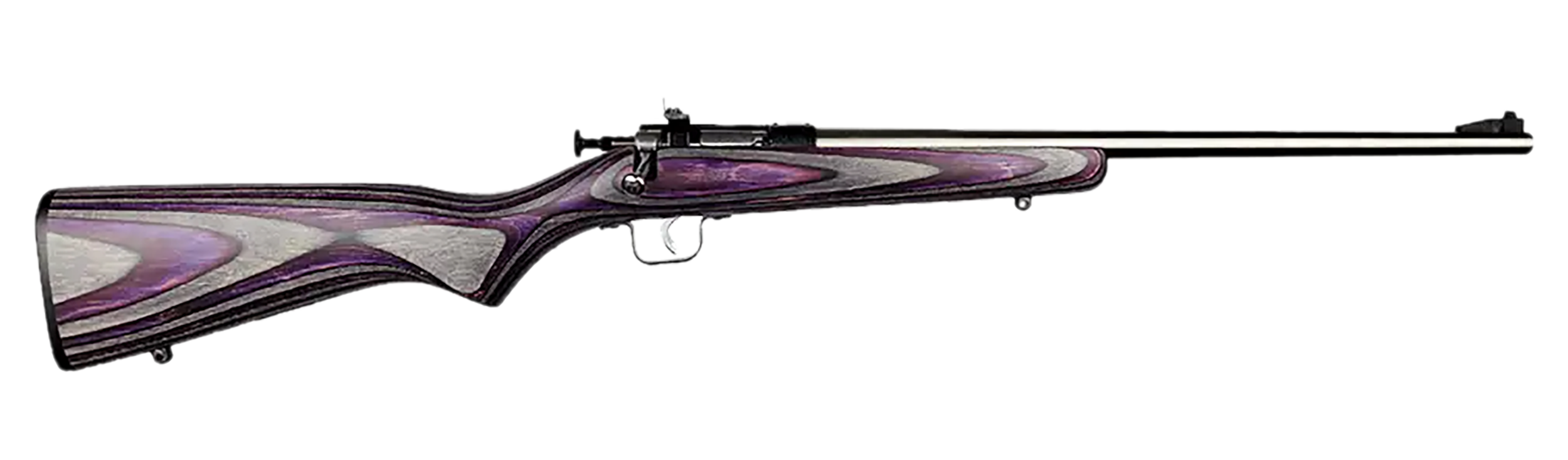 Crickett KSA2228 Youth 22 LR 1rd 16.12" Stainless Steel Barrel, Fixed Front/Adjustable Rear Peep Sights, Purple Laminate Stock w/11.5" LOP, Rebounding Firing Pin Safety