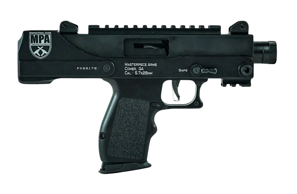 MasterPiece Arms 57DMG Defender  5.7x28mm 20+1 5" Threaded Barrel w/Muzzle Brake, Machined Aluminum Lower Receiver w/Picatinny Accessory Rail, Compatible w/FN 57 20rd & 30rd Magazines, Aluminum Grips