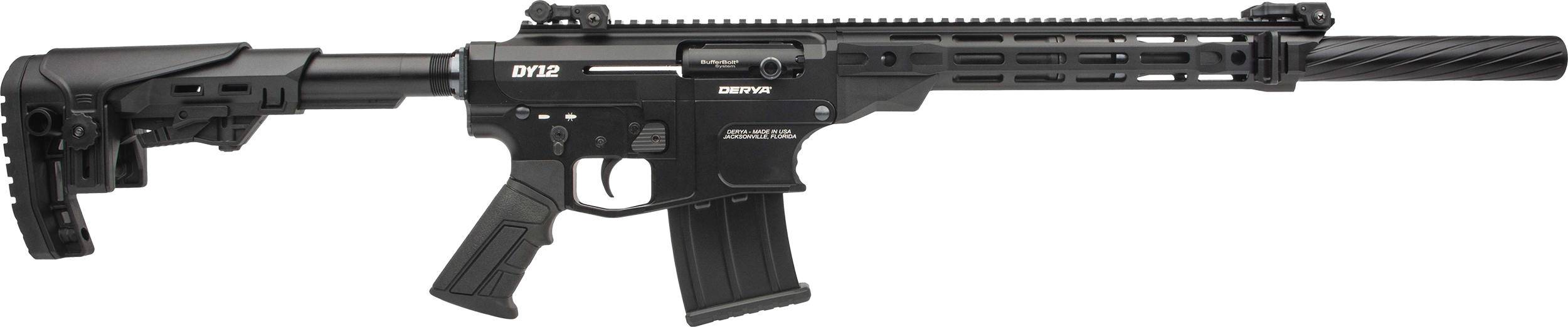Derya Firearms DY1220US Namlu DY12 12 Gauge Semi-Auto 3" 5+1 20" Black Melotine Threaded Barrel, Black Anodized Aluminum Receiver w/Picatinny Rail, Black Adjustable Polymer Stock & Pistol Grip