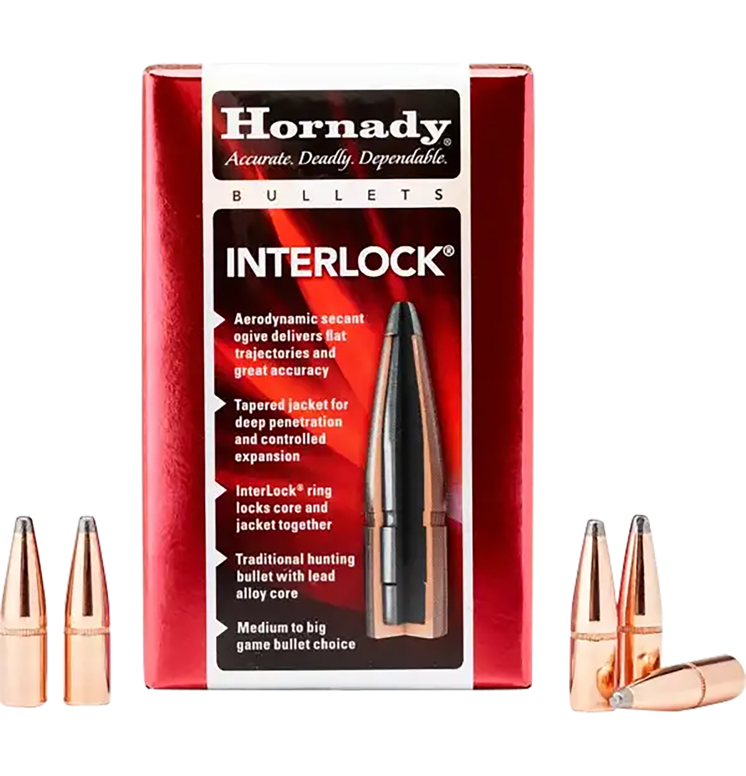 Hornady 3515 InterLock  35 Cal .358 200 gr Round Nose 100 Per Box/ 15 Case