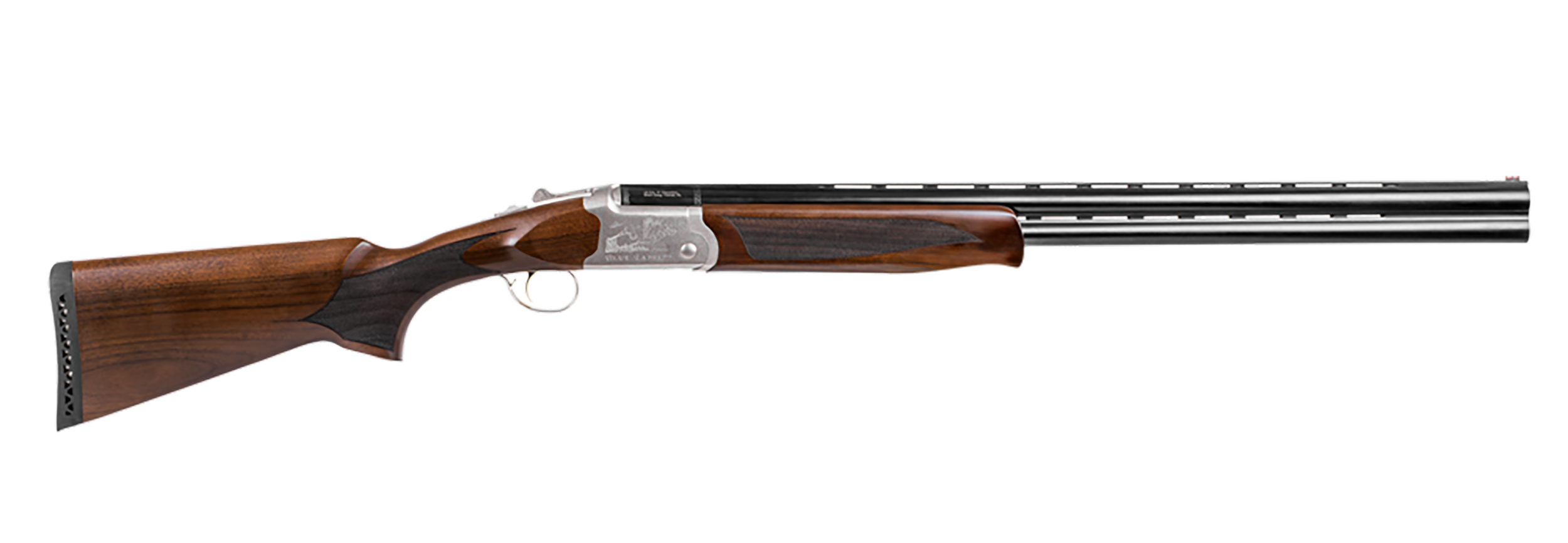 Girsan  Balikli Blue Label 12 Gauge Break Open 2.50" 2rd 28" Blue Polished Over/Under Vent Rib Barrel, Engraved Silver Aluminum Receiver, Fixed Turkish Walnut Stock, 5 Mobil Chokes