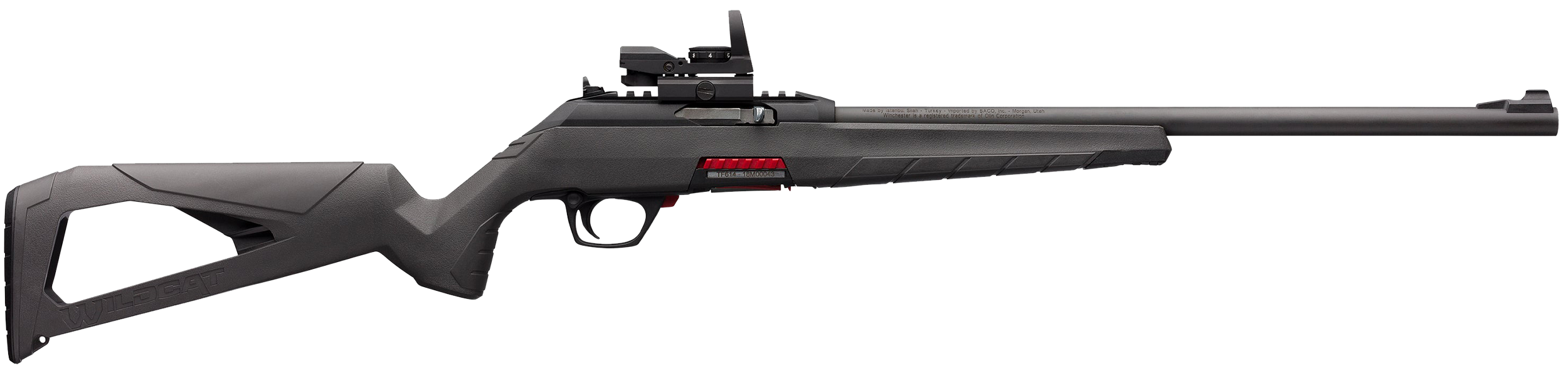 Winchester Repeating Arms 521104102 Wildcat Combo Full Size 22 LR 10+1 18" Matte Blued Sporter Barrel, Picatinny Rail Matte Black Polymer Receiver, Gray Synthetic Stock, Reflex Red Dot, Ambidextrous
