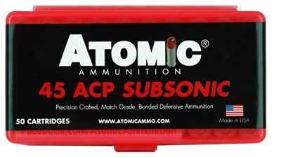 ATOMIC 45 ACP 250GR SUBSONIC JHP 50RD 10BX/CS