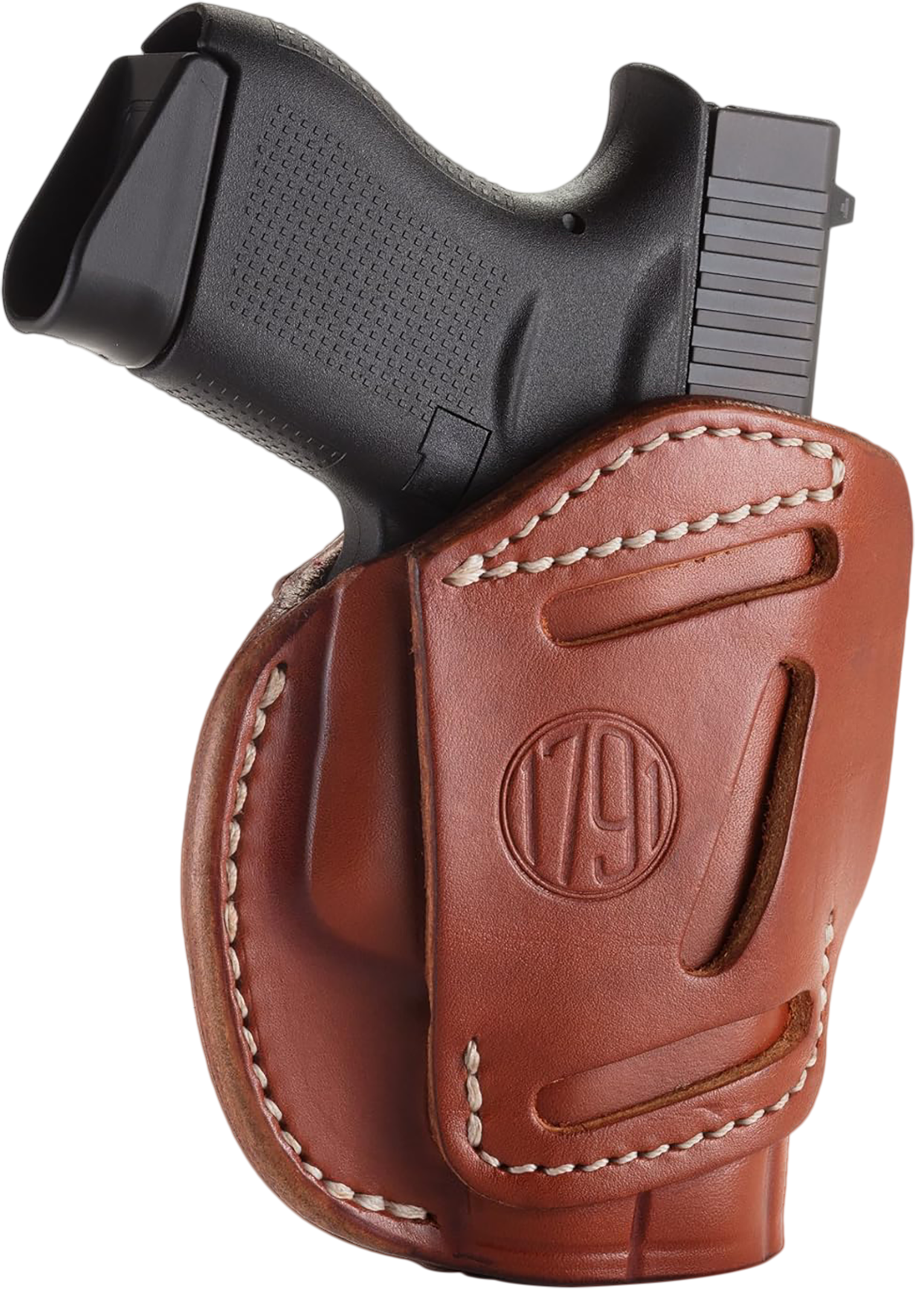 1791 Gunleather 3WH2CBRA 3-Way  IWB/OWB Size 02 Classic Brown Leather Belt Loop Compatible w/ Ruger LCP Compatible w/ Glock 42 Compatible w/ S&W Bodyguard Ambidextrous Hand