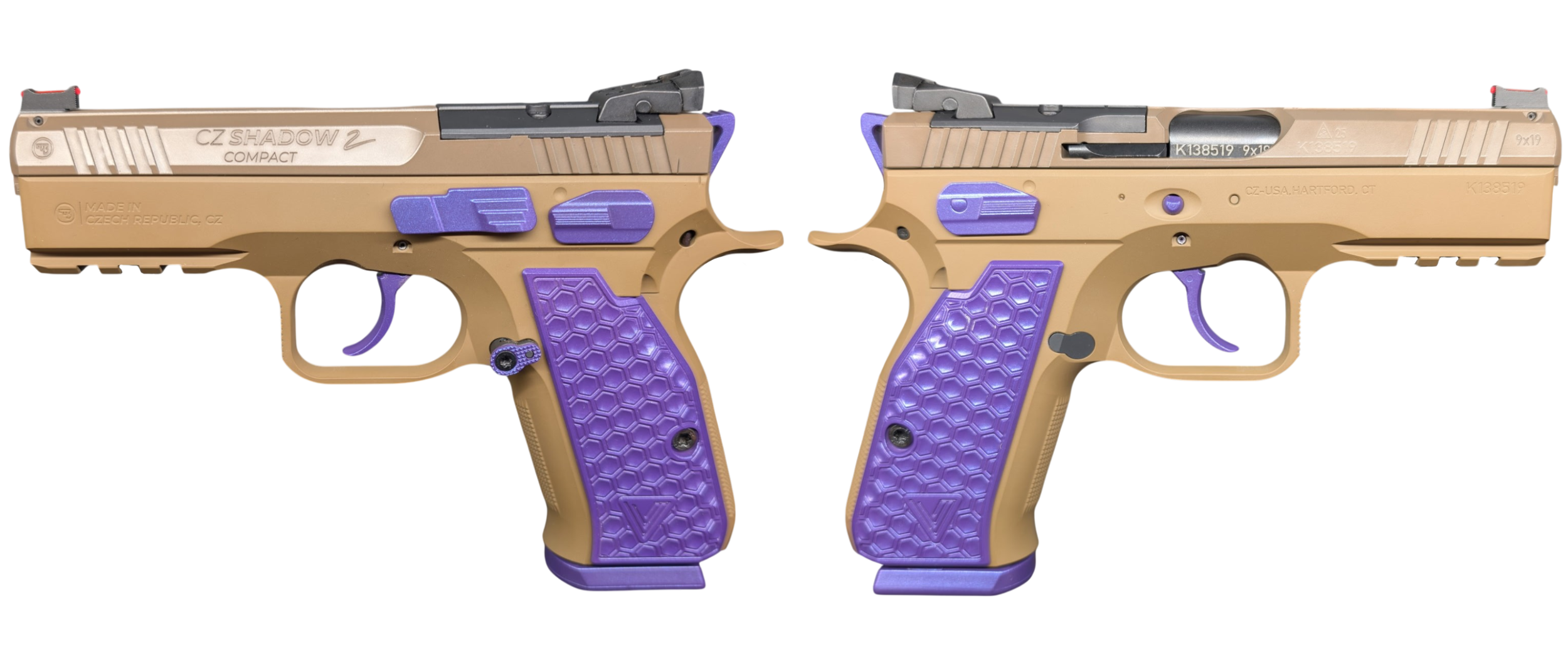 CZ SHADOW II COMPACT PEANUT BUTTER & JELLY 9MM PISTOL 4" 2-15RD MAGS