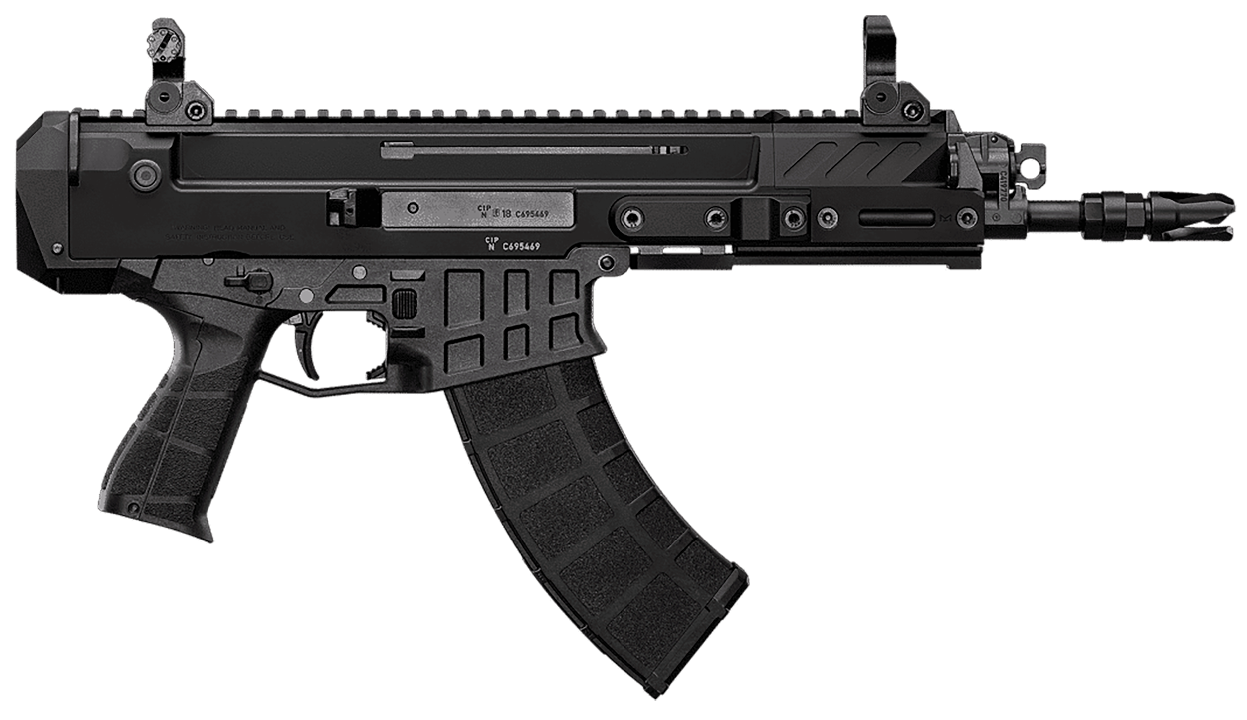 CZ-USA 91450 Bren 2 MS  5.56x45mm NATO 30+1 8.26" Black Cold Hammer Forged Barrel & Frame, Black Stippled Polymer Grips Right Hand