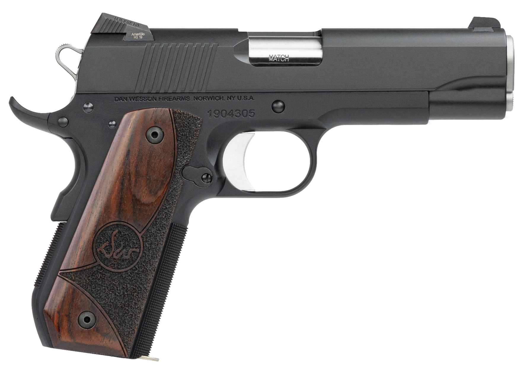 Dan Wesson 01828 Guardian  9mm Luger 9+1 4.25" Stainless Steel Barrel, Black Duty Serrated Stainless Steel Slide, Black Aluminum Frame w/Beavertail, Wood Grip, Ambidextrous