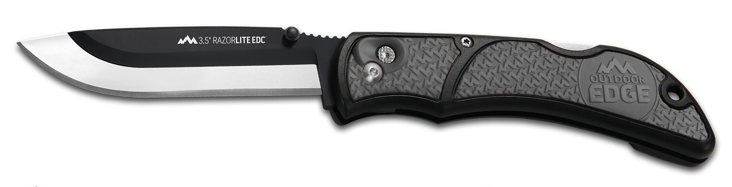 Outdoor Edge RLY50C RazorLite  3.50" Folding Drop Point Tanto Plain 420J2 SS Blade Black/Gray Polymer Handle