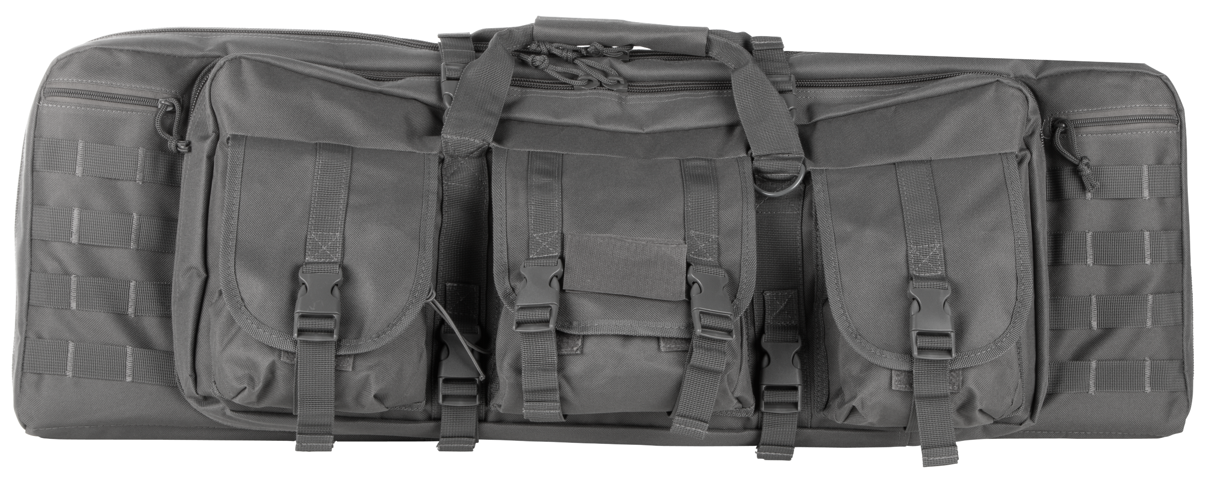 NcStar CVDC2946U36 VISM Double Carbine Case Urban Gray PVC Nylon w/ Foam Padding Lockable Zippers Pockets & MOLLE Webbing