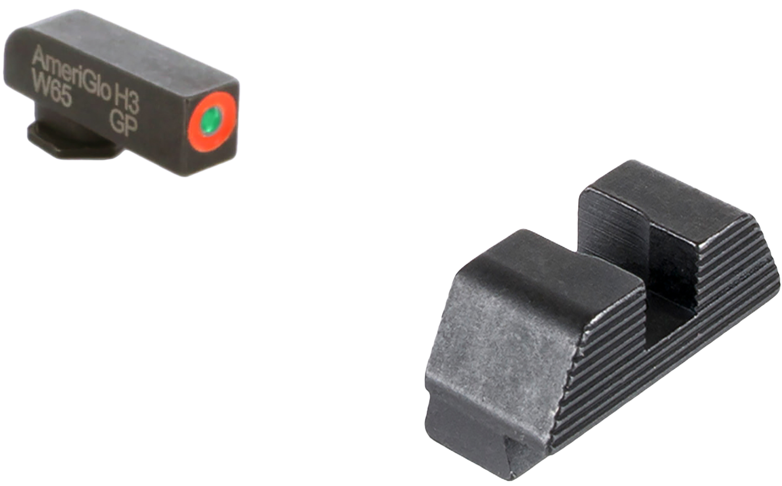 AmeriGlo GL433 Protector Sight Set for Glock Green Tritium Orange Outline Front Sight-Black Serrated Rear Sight