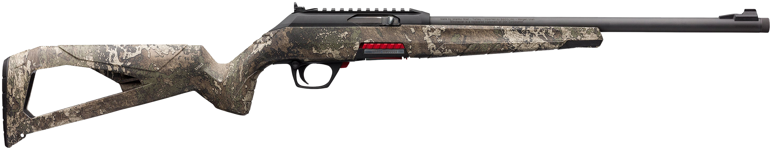 Winchester Repeating Arms 521111102 Wildcat SR Full Size 22 LR 10+1 16.50" Matte Blued Threaded Sporter Barrel, Picatinny Rail Matte Black Polymer Receiver, TrueTimber Strata Skeletonized Synthetic St