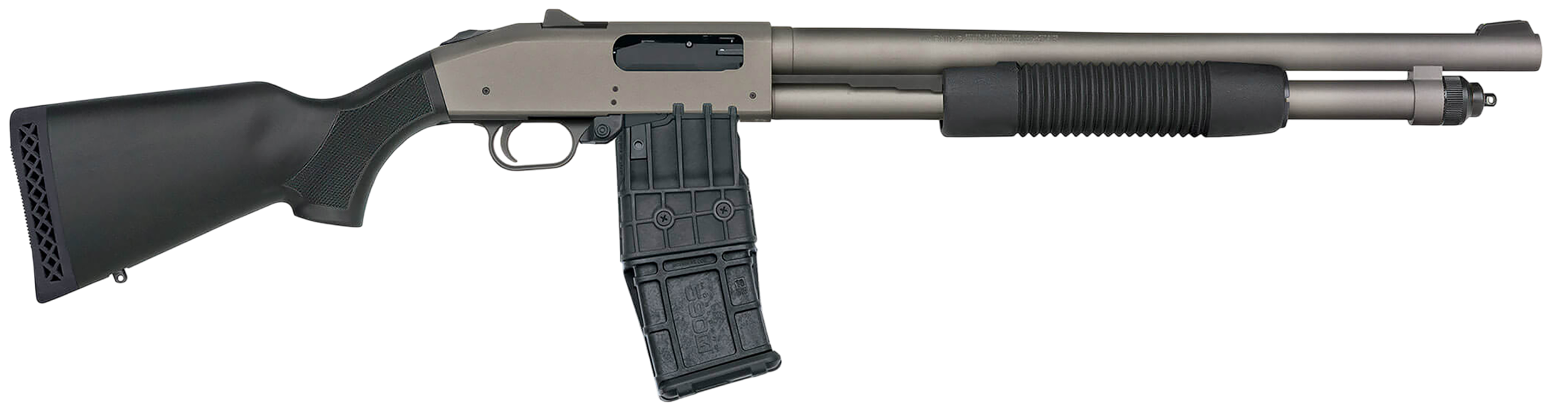 Mossberg 50219 590M  12 Gauge 10+1 18.50" Tungsten Gray Cerakote Barrel & Steel Drilled & Tapped Receiver, Magpul SGA Safety Orange Synthetic Stock