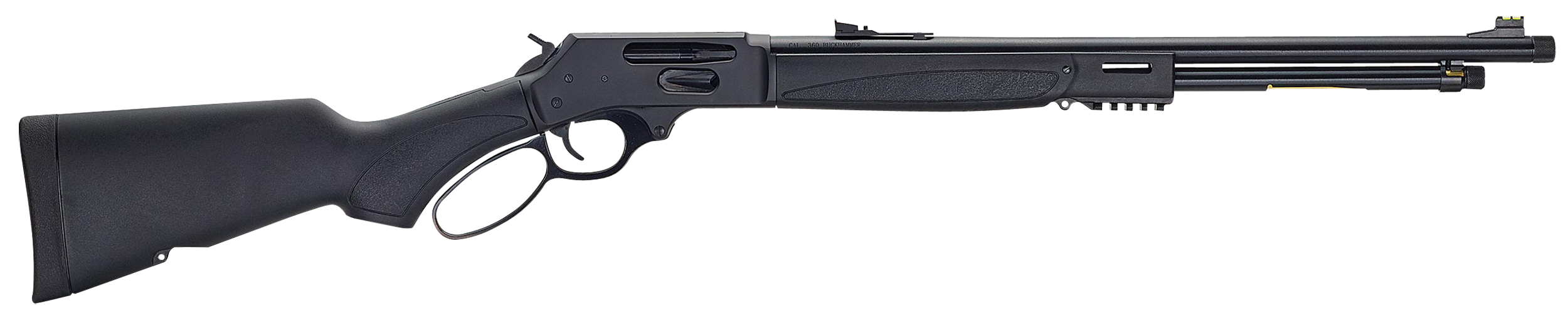 Henry H009X-360BH X Model Full Size 360 Buckhammer 5+1 21.37" Blued Steel Barrel, Blued Drilled & Tapped Stainless Steel Receiver, Fixed Black Synthetic Stock, Right Hand