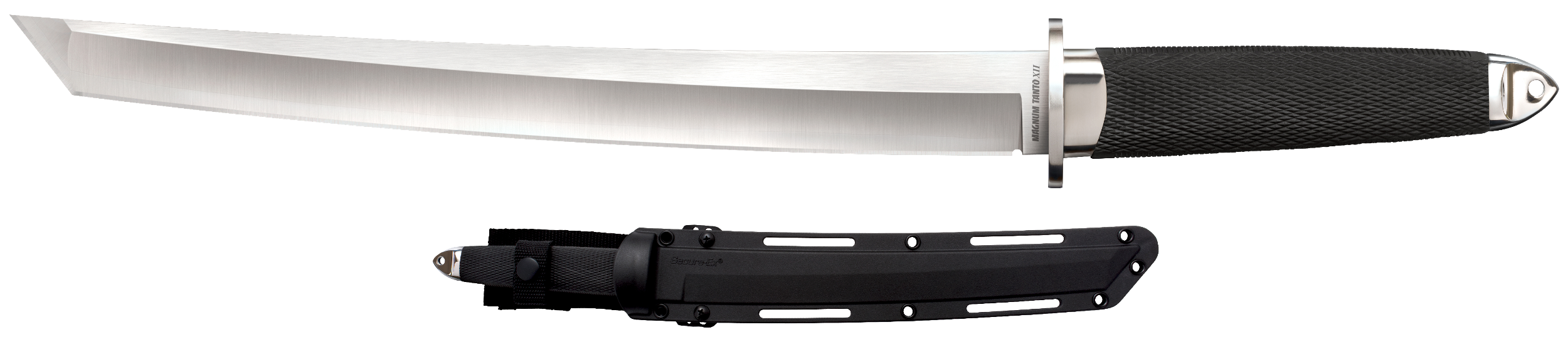 Cold Steel CS35AE Magnum Tanto XII  12" Fixed Tanto Plain Satin VG-10 San Mai Blade/Black Textured/Oval Kray-Ex Handle Includes Sheath