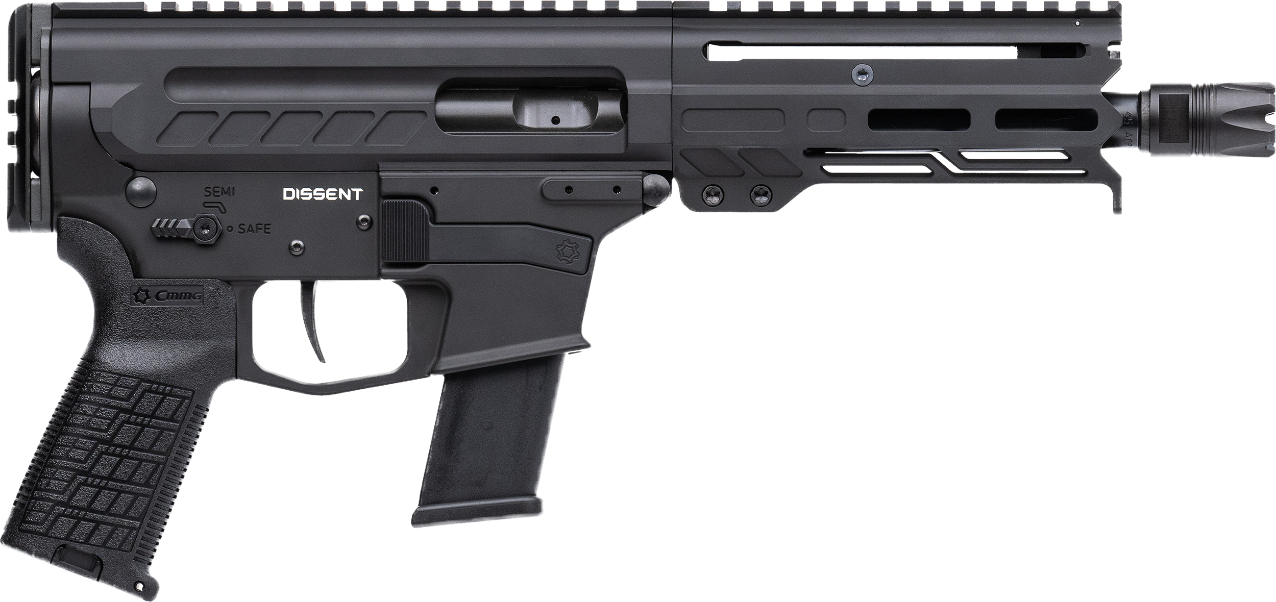 CMMG 45A4C0FAB Dissent MKG 45 ACP 13+1 6.50" Black Nitride Medium Taper Threaded Barrel, CMMG 5.5" M-LOK Handguards, Black Armor Cerakote Aluminum Picatinny Rail Receiver, CMMG Zeroed Grips