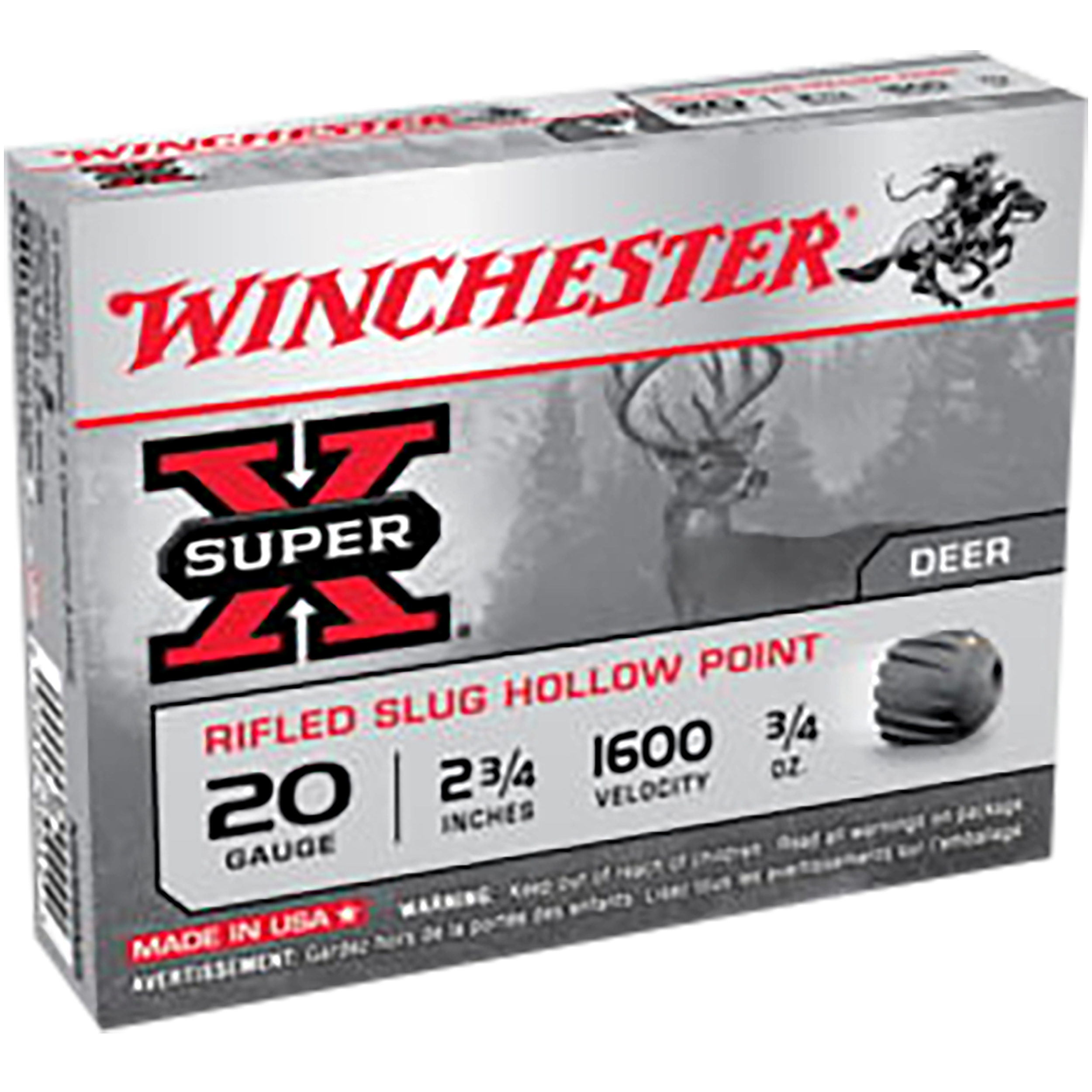 Winchester Ammo X20RSM5VP Super X 20Gauge 2.75" 3/4oz Rifled Slug Shot 15 Per Box/10 Case