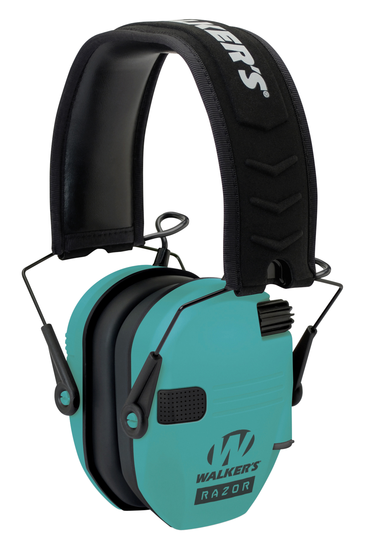 Walker's GWPRSEMLTL Razor Slim Electronic Muff 23 dB Over the Head Black/Teal Polymer