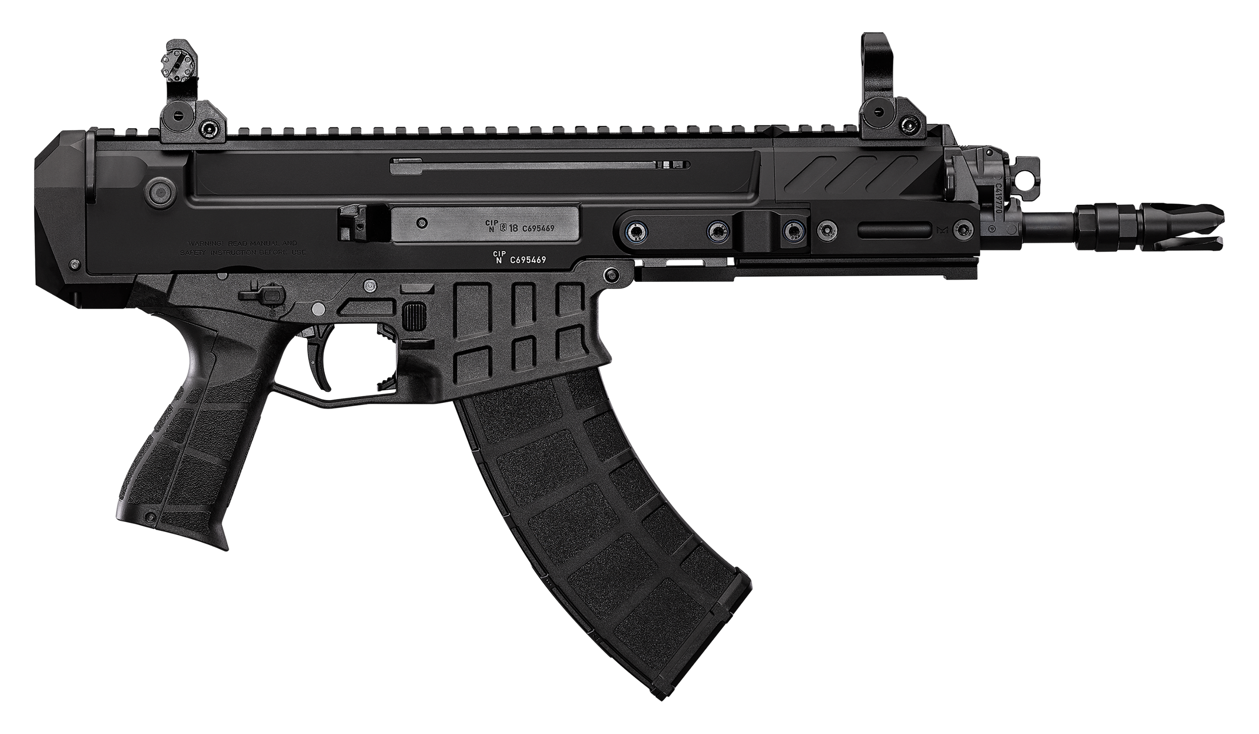CZ-USA 91460 Bren 2 MS  7.62x39mm 30+1 9.50" Black Steel Barrel, Black Aluminum Receiver w/Picatinny Rail, Carbon Fiber/Polymer Frame, Black Stippled Grip, Right Hand