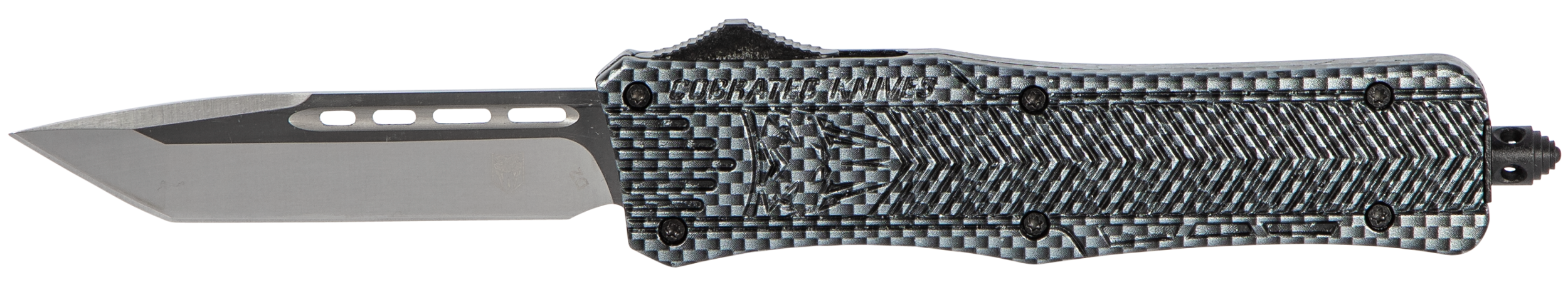 CobraTec Knives MCFCTK1MTNS CTK-1 Medium 3" OTF Tanto Plain D2 Steel Blade/Carbon Fiber Aluminum Handle Features Glass Breaker Includes Pocket Clip