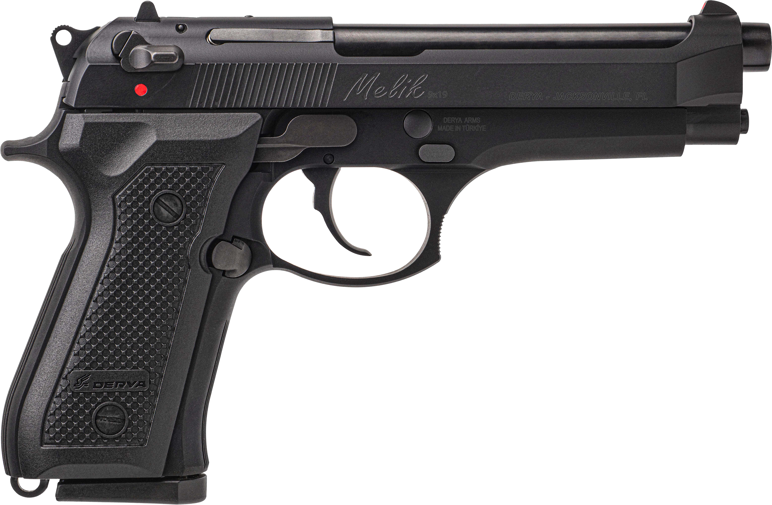 Derya Firearms 10LMELIK9TR Melik  9mm Luger 10+1 4.90" Black Melonite Steel Barrel, Black Melonite Serrated Steel Slide,  Black Aluminum Frame, Black Polymer Grip