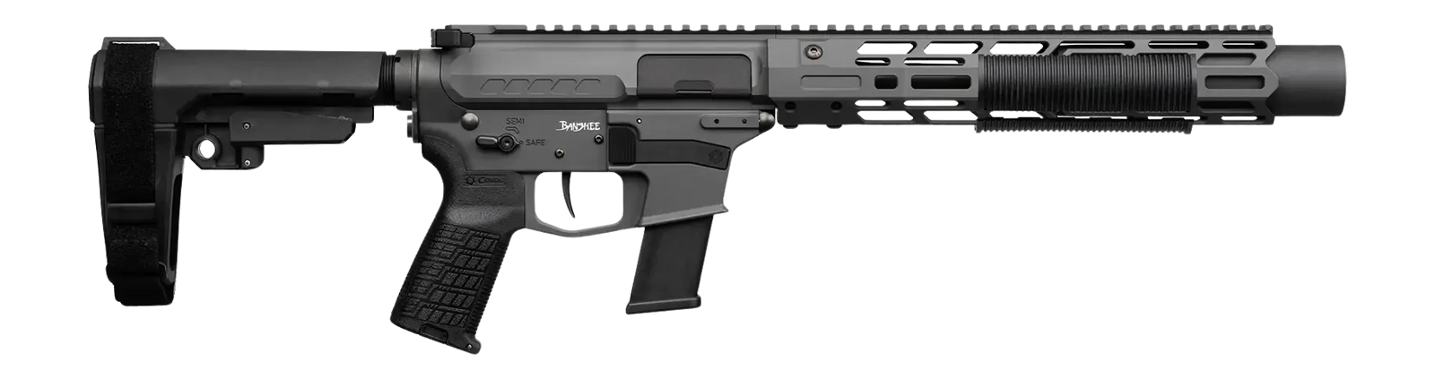 CMMG 45AEA70-TNG MkG 45 ACP 13+1 6.50" Black Nitride Threaded Barrel. Tungsten Cerakote Aluminum Receiver w/Picatinny Rail, M-LOK Handguard, Black Polymer CMMG RipBrace, CMMG Zeroed Grip, Ambidextrous