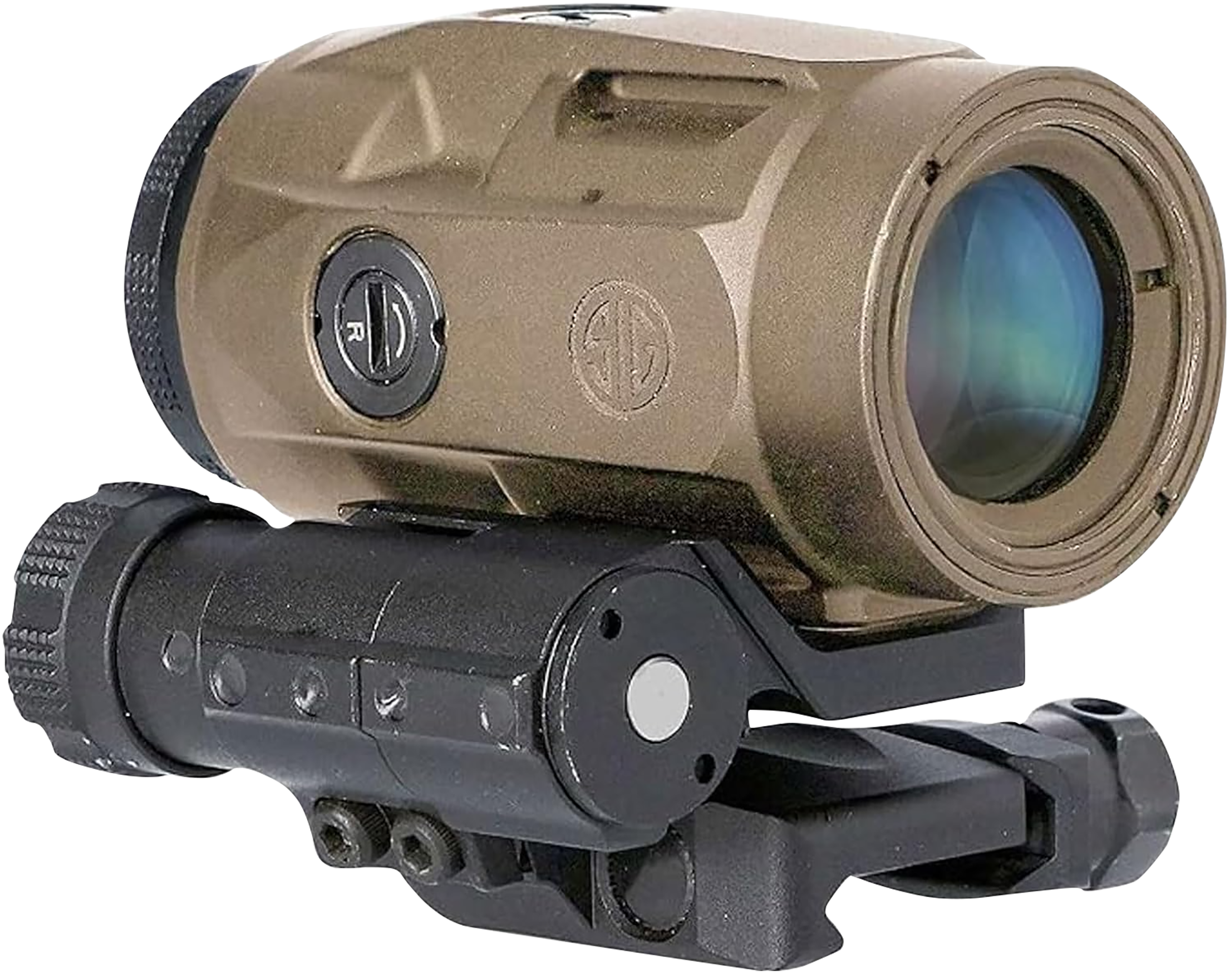Sig Sauer Electro-Optics SOJ3M011 Juliet3-Micro Magnifier Flat Dark Earth 3x 22 mm 90 Degree Push Button Flip-to-side Mount