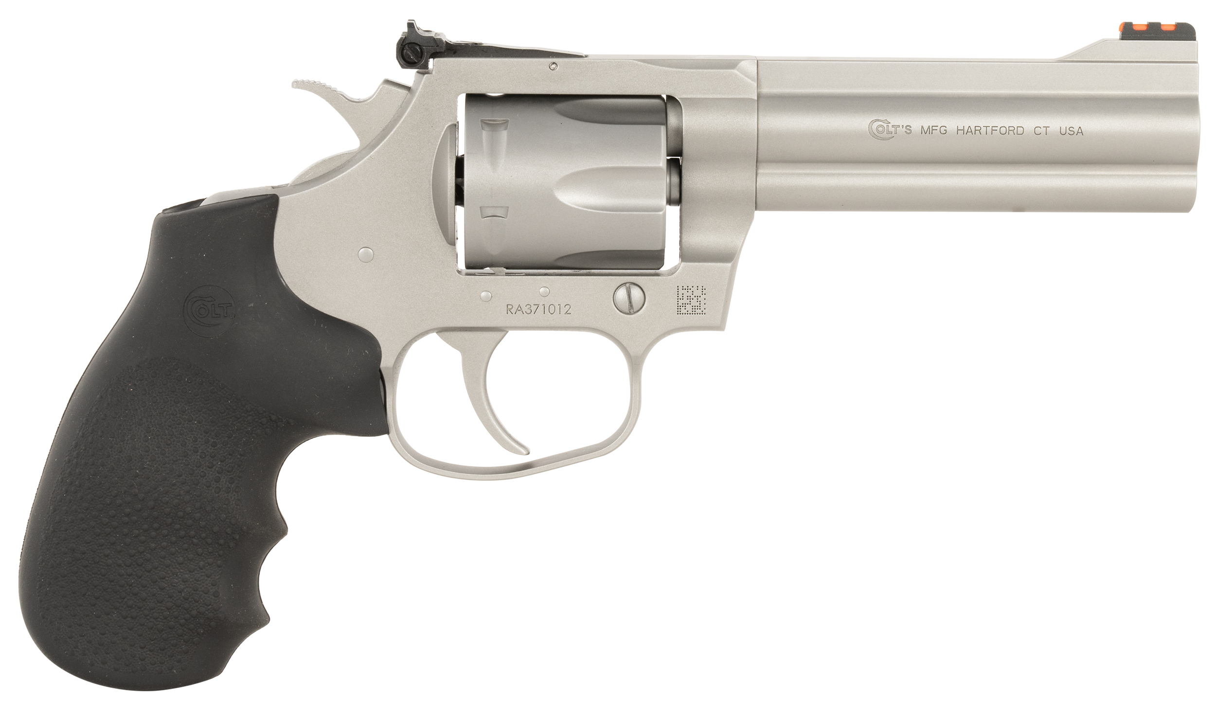 Colt Mfg KCOBRASM4RTS King Cobra Target 357 Mag 6 Shot 4.25" Matte Stainless Steel Barrel, Cylinder & Frame, Black Hogue Overmolded Grips, Exposed Hammer