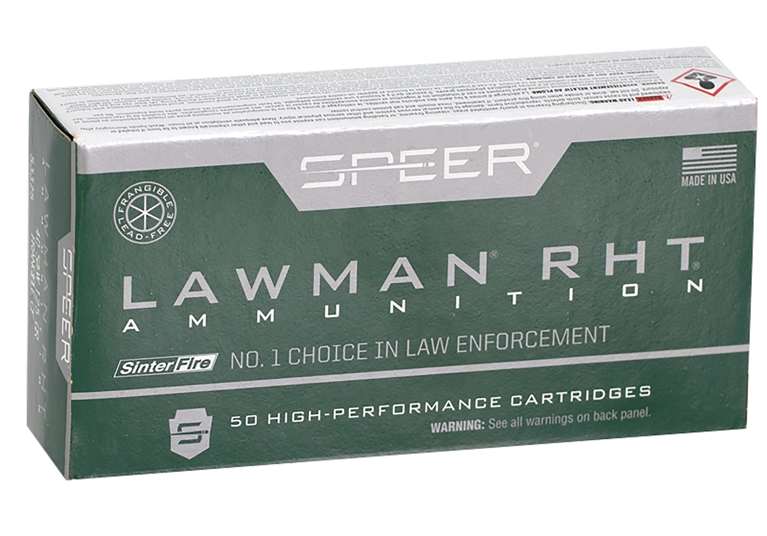 Speer 53375 Lawman Training RHT 40S&W 125gr SinterFire Frangible 50 Per Box/20 Case