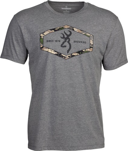 BROWNING SS T-SHIRT BROWNING HEXLOCK HEATHER GRAY XLARGE