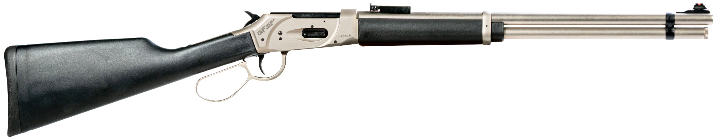 Gforce Arms GFLVR20SS Saddlehorn  Full Size 410 Gauge Lever 2.50" 7+1 20" Stainless Steel Barrel, Stainless Aluminum Receiver, Fixed Black Synthetic Stock, Right Hand