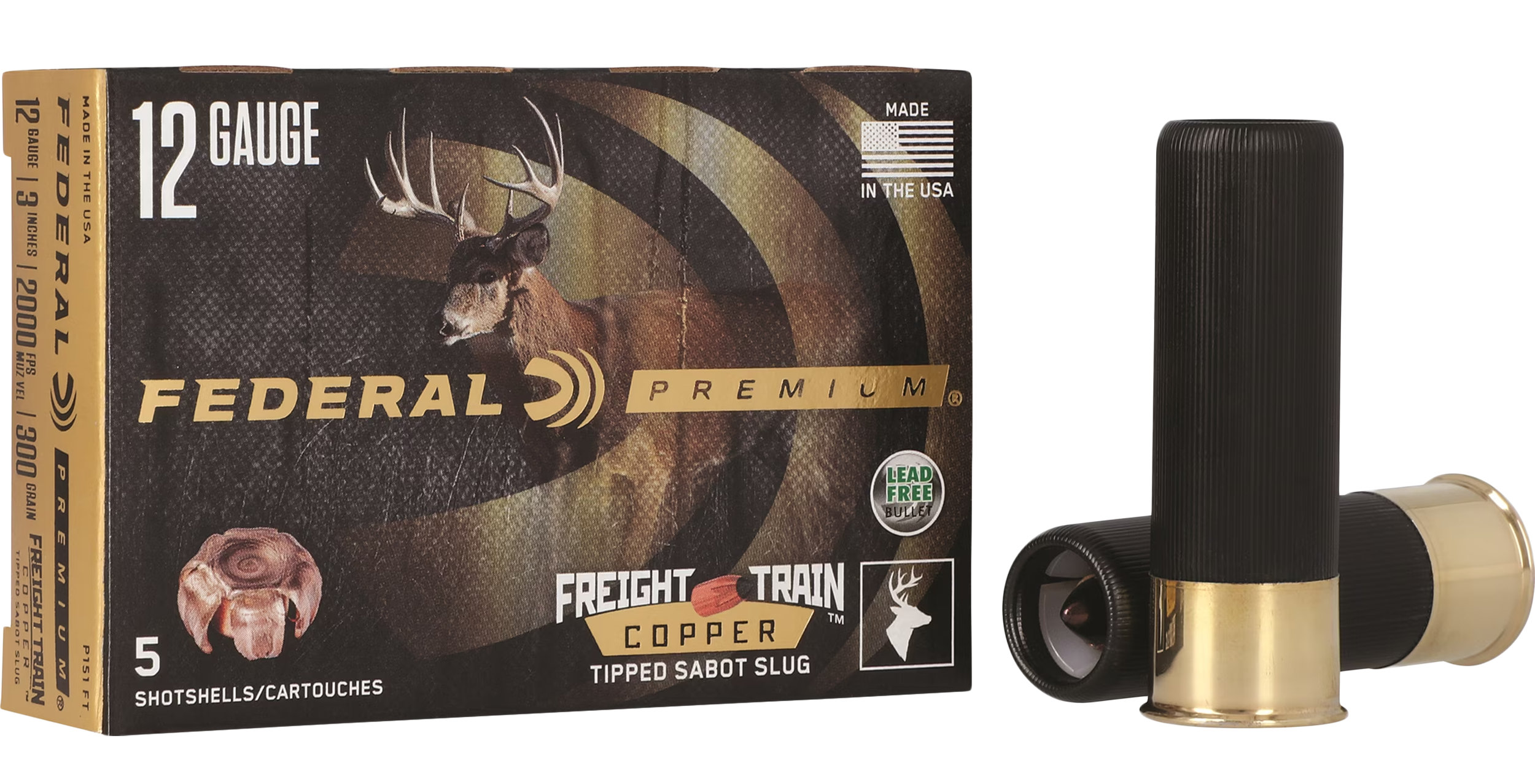 Federal P151FT Premium Freight Train 12Gauge 3" SlugShot 5 Per Box/10 Case