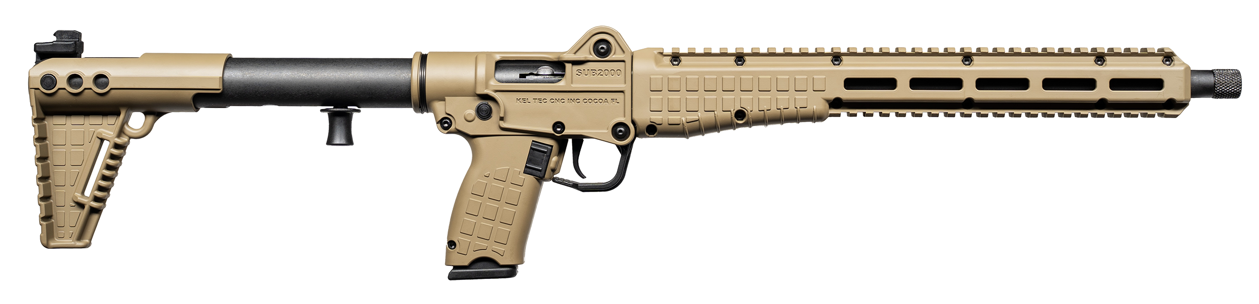 Kel-Tec SUB2K10GLKTAN SUB2000 Gen3 10mm Auto 15+1 16.15" Black Threaded Barrel, Tan Picatinny Rail Receiver, M-LOK Handguard, Rotating Forend, 3 Position Adj Tan Polymer Stock, Glock 20 Grip