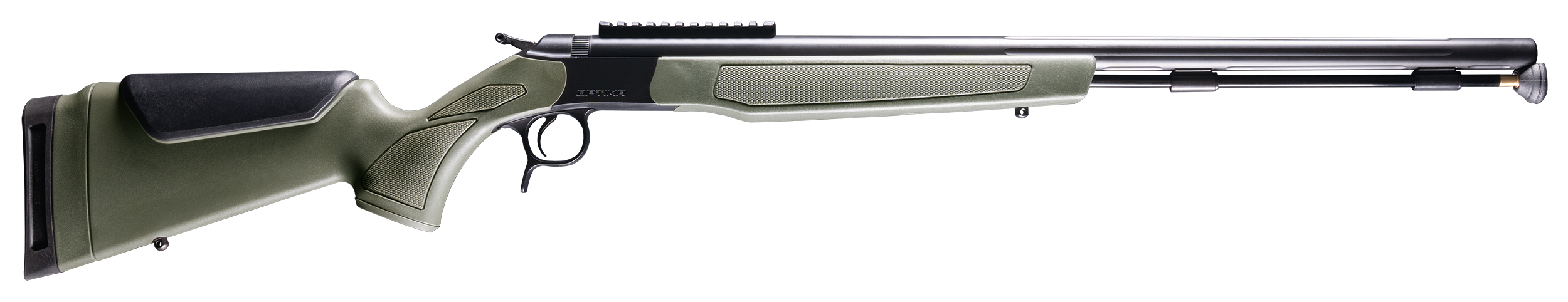 CVA PR2048NM Optima  50 Cal 26" Black Nitride Fluted Barrel, 0 MOA Picatinny Rail, Black Steel Receiver, Fixed OD Green Synthetic Stock